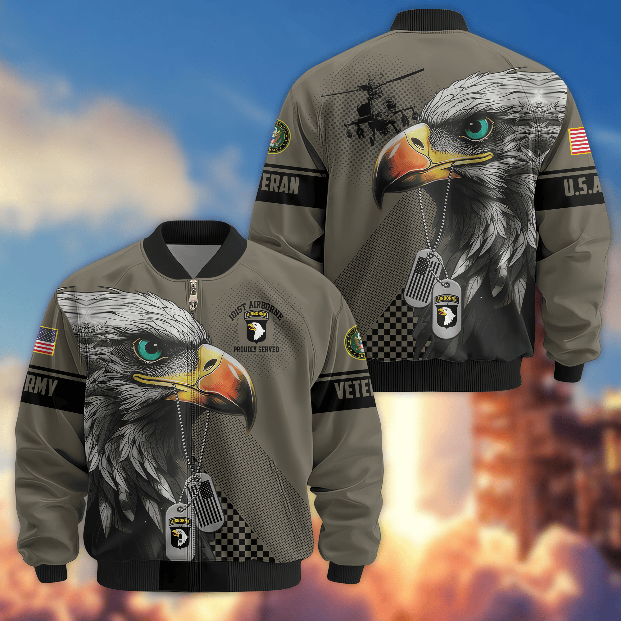 Premium 101st Airborne Division Bomber Jacket VPVC800216, Gifts For Army Veteran, Gifts For Father’s Day, Veterans Day