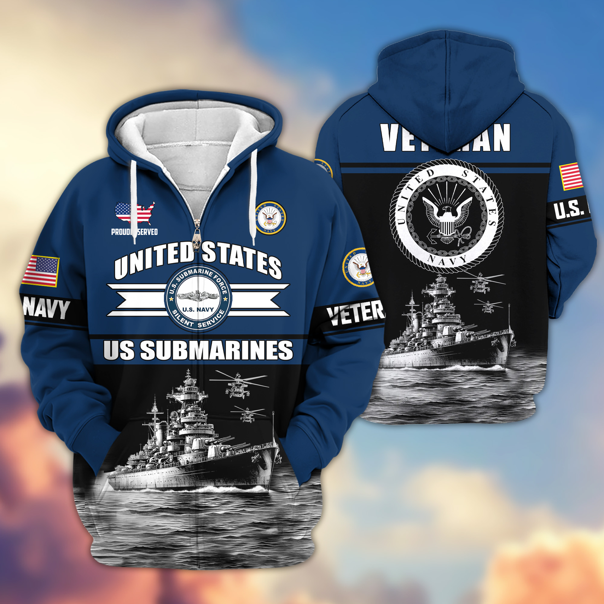 Premium US Submarine Zip Up Hoodie VPVC620107, Gifts For Army Veteran, Gifts For Veterans Day