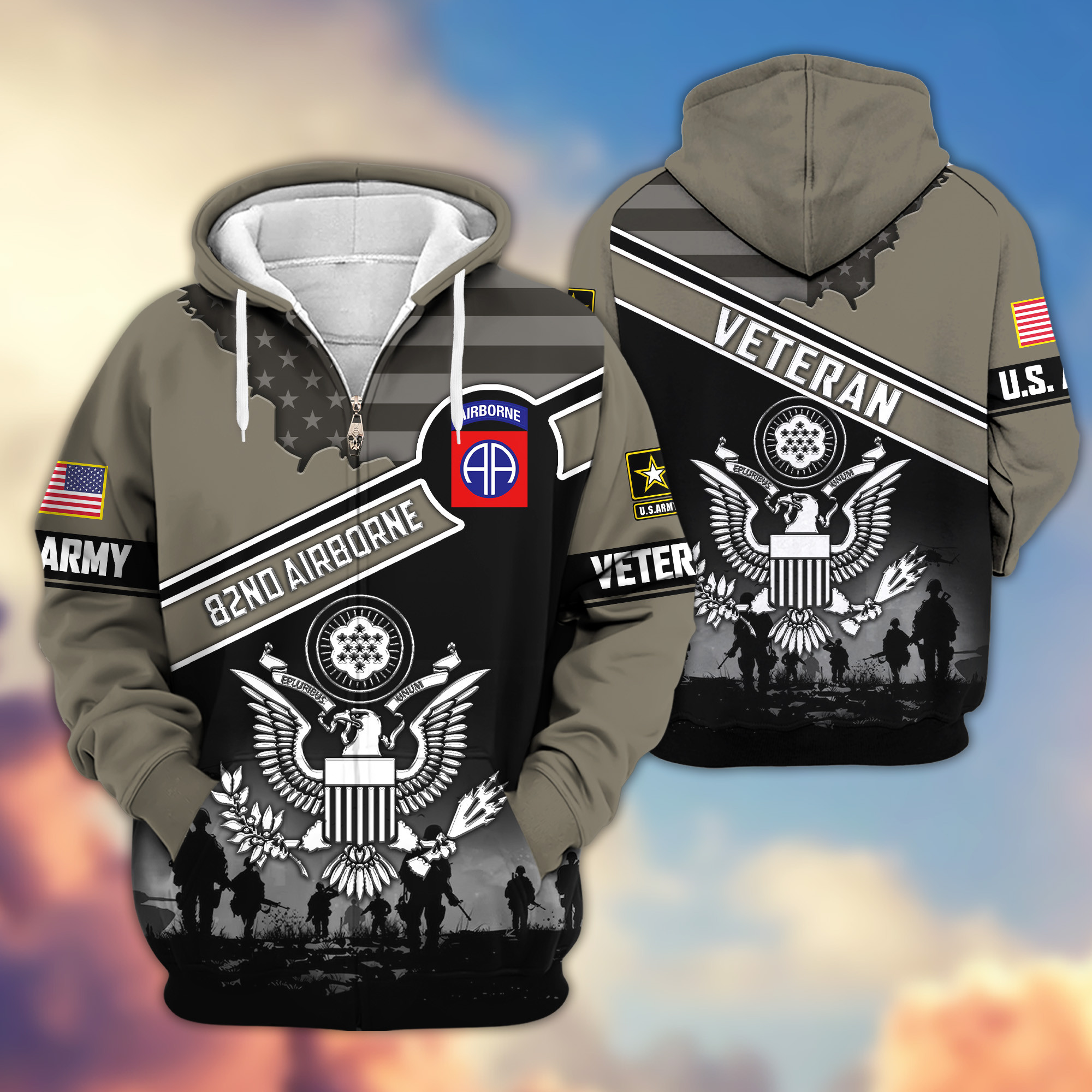 Premium 82nd Airborne Zip Up Hoodie VPVC620114, Gifts For Army Veteran, Gifts For Veterans Day