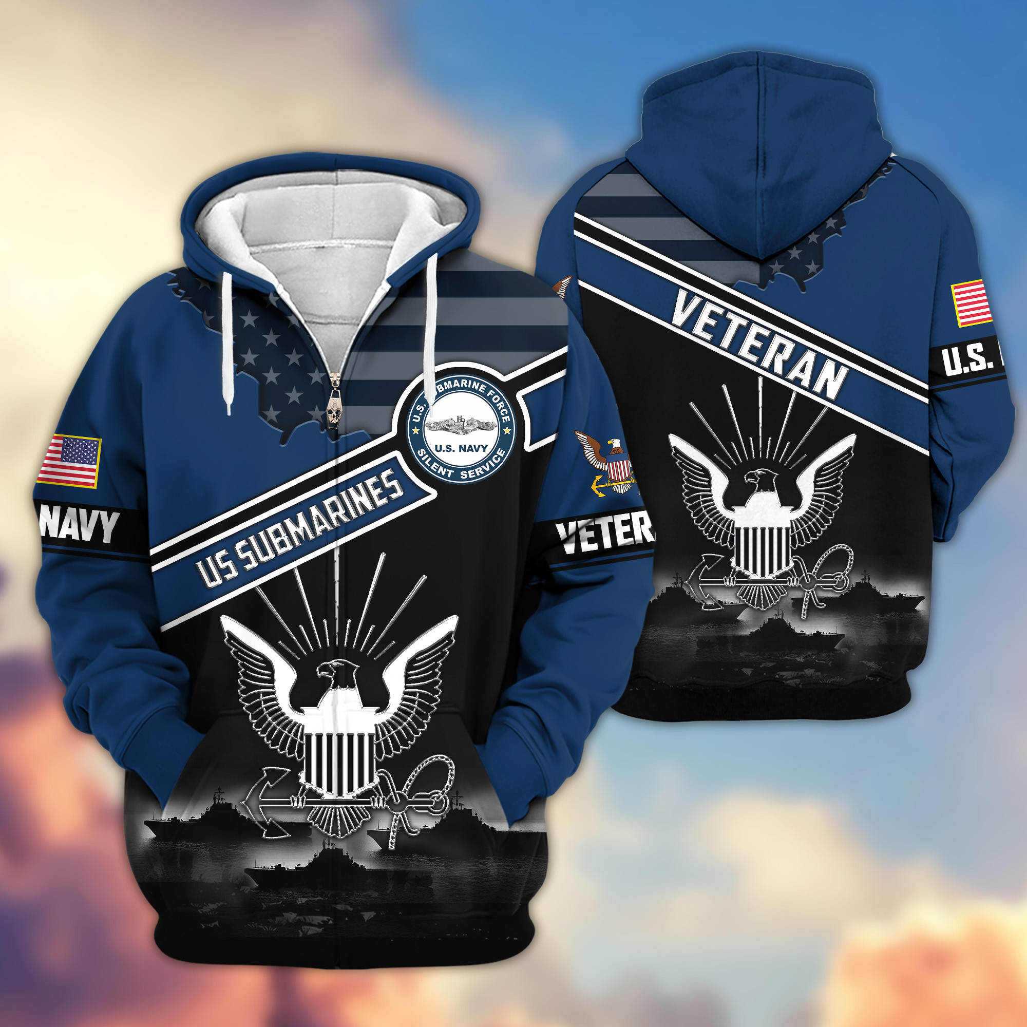 Premium US Submarine Zip Up Hoodie VPVC620117, Gifts For Army Veteran, Gifts For Veterans Day