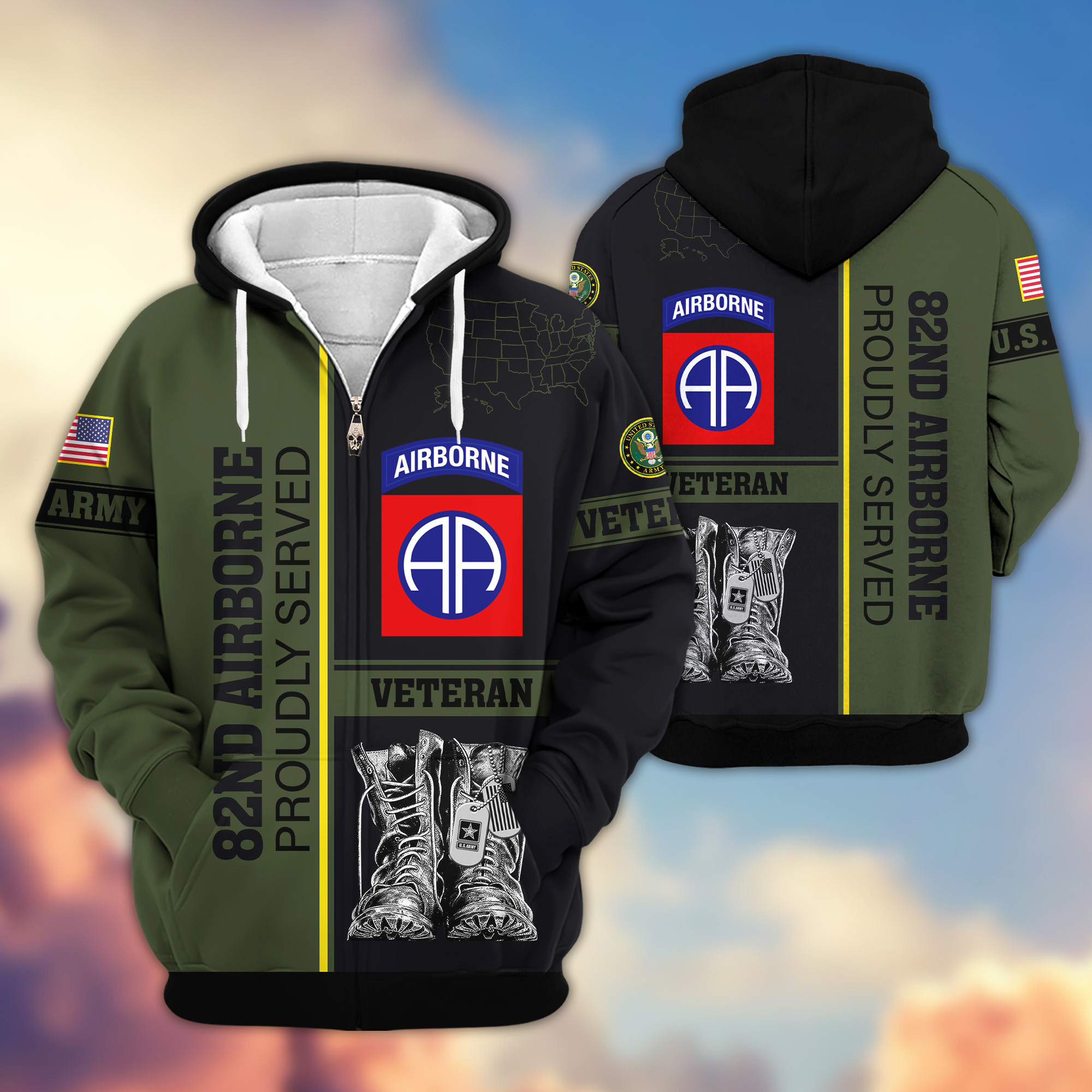 Premium 82nd Airborne Zip Up Hoodie VPVC620123, Gifts For Army Veteran, Gifts For Veterans Day