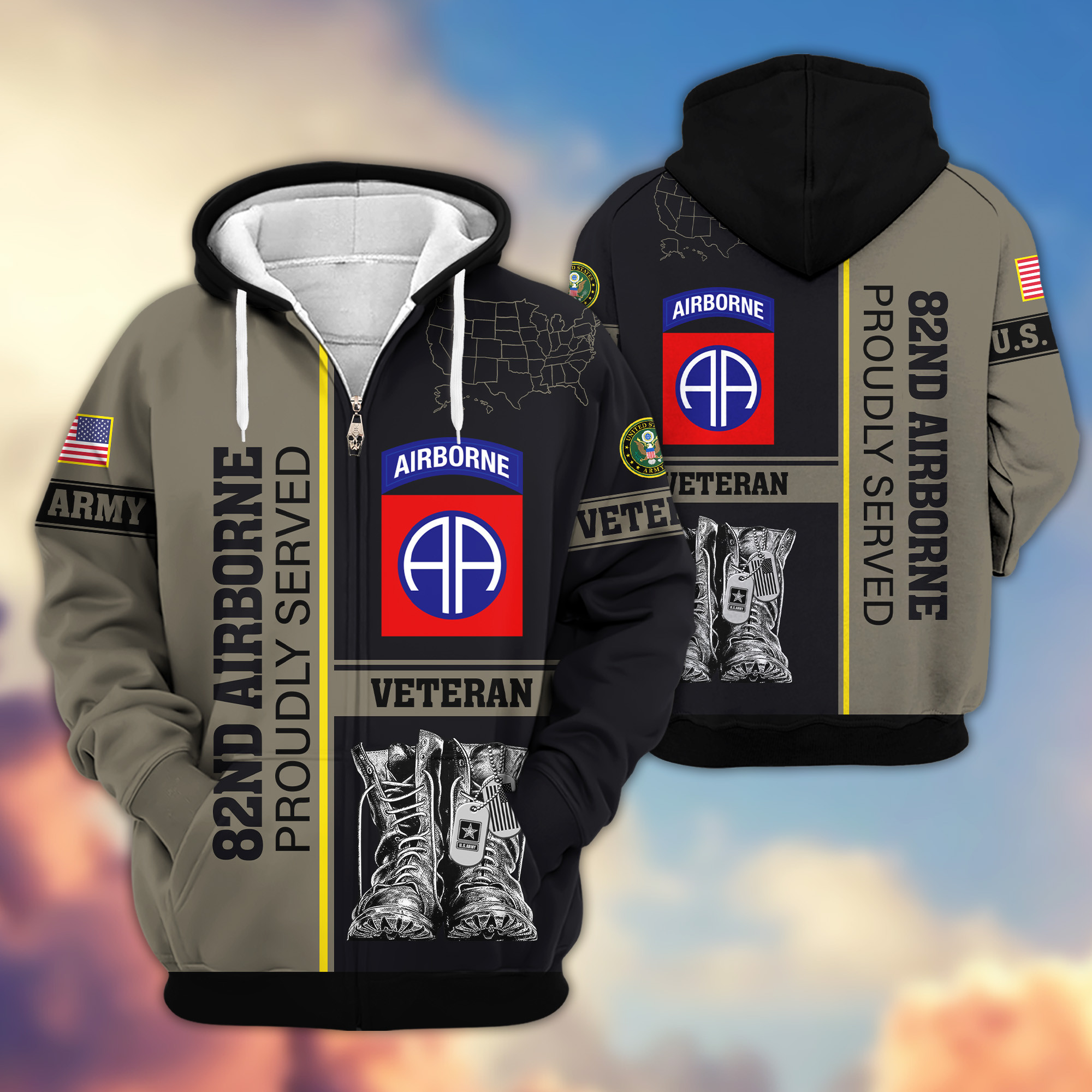 Premium 82nd Airborne Zip Up Hoodie VPVC620124, Gifts For Army Veteran, Gifts For Veterans Day
