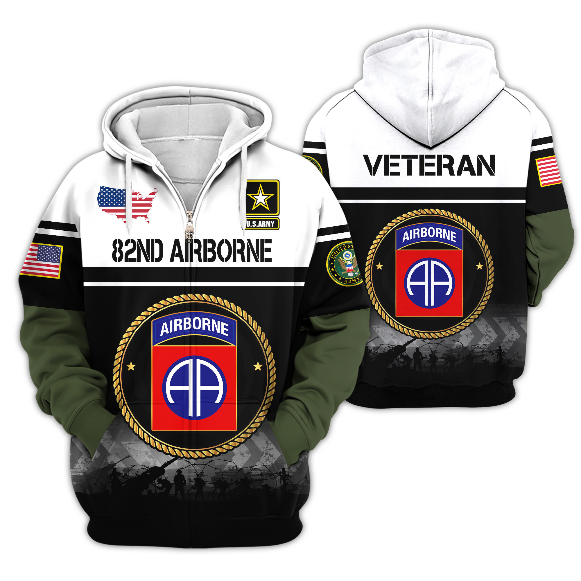 Premium 82nd Airborne Zip Up Hoodie VPVC620133, Gifts For Army Veteran, Gifts For Veterans Day