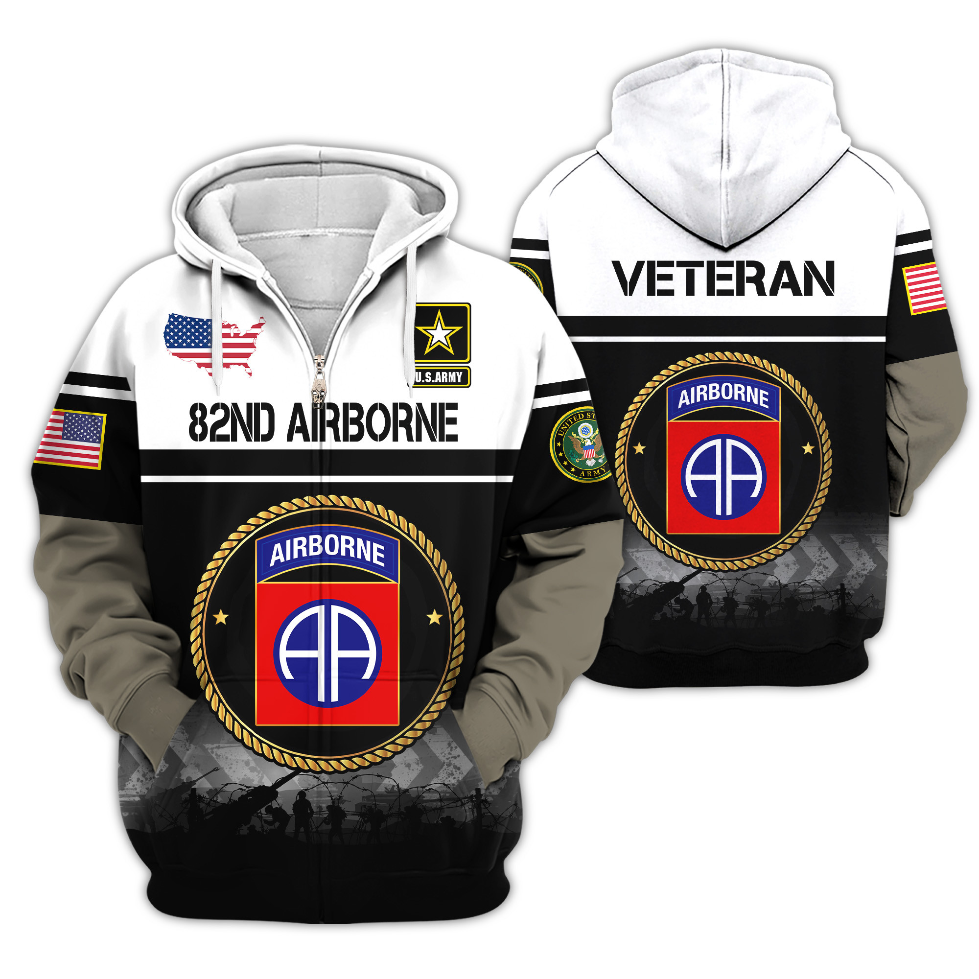 Premium 82nd Airborne Zip Up Hoodie VPVC620134, Gifts For Army Veteran, Gifts For Veterans Day