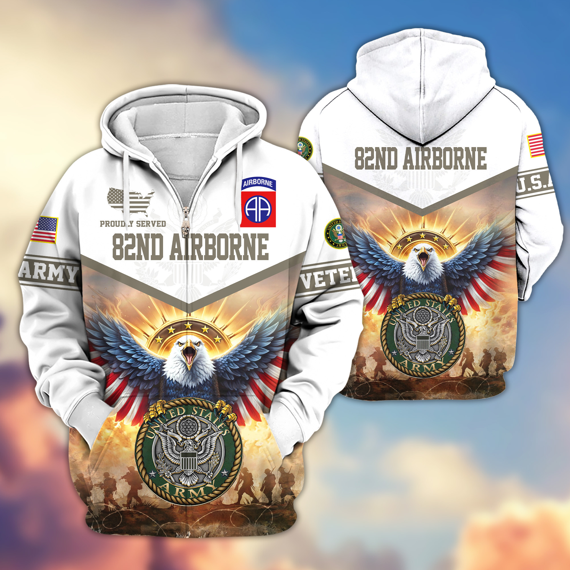 Premium 82nd Airborne Zip Up Hoodie VPVC620144, Gifts For Army Veteran, Gifts For Veterans Day