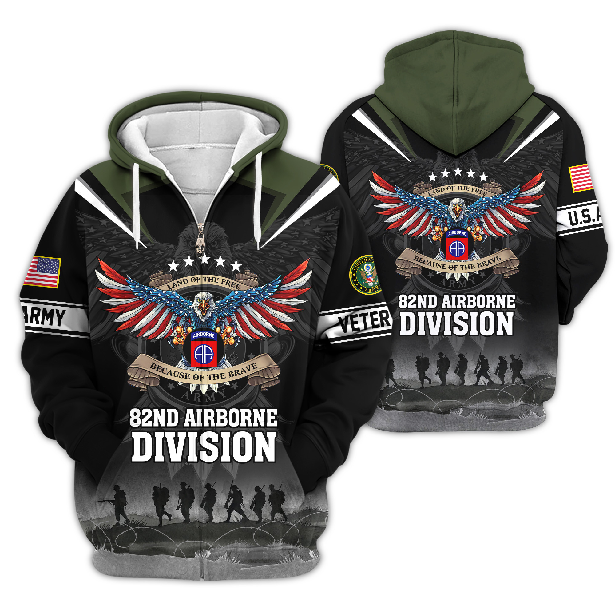 Premium 82nd Airborne Zip Up Hoodie VPVC620153, Gifts For Army Veteran, Gifts For Veterans Day