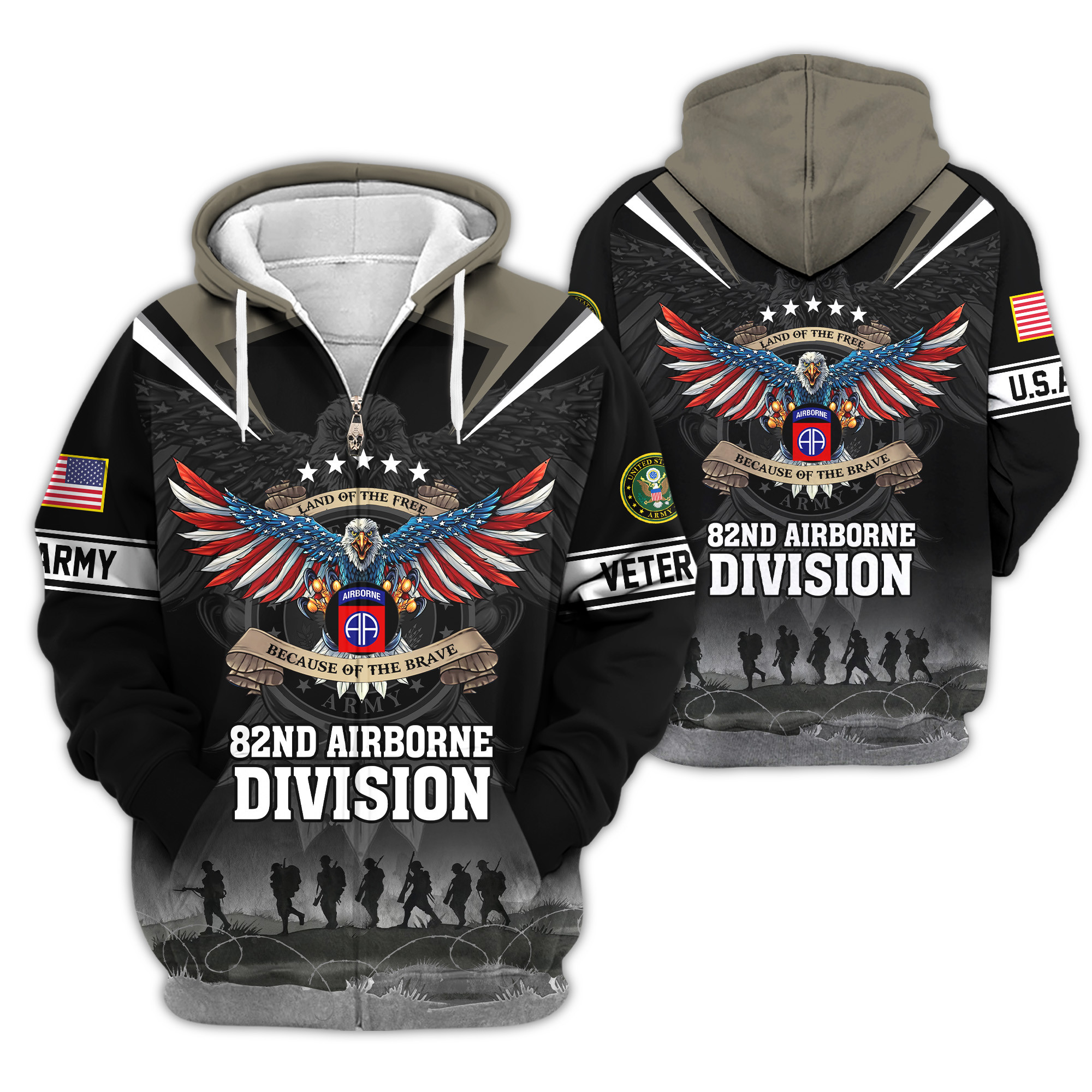 Premium 82nd Airborne Zip Up Hoodie VPVC620154, Gifts For Army Veteran, Gifts For Veterans Day