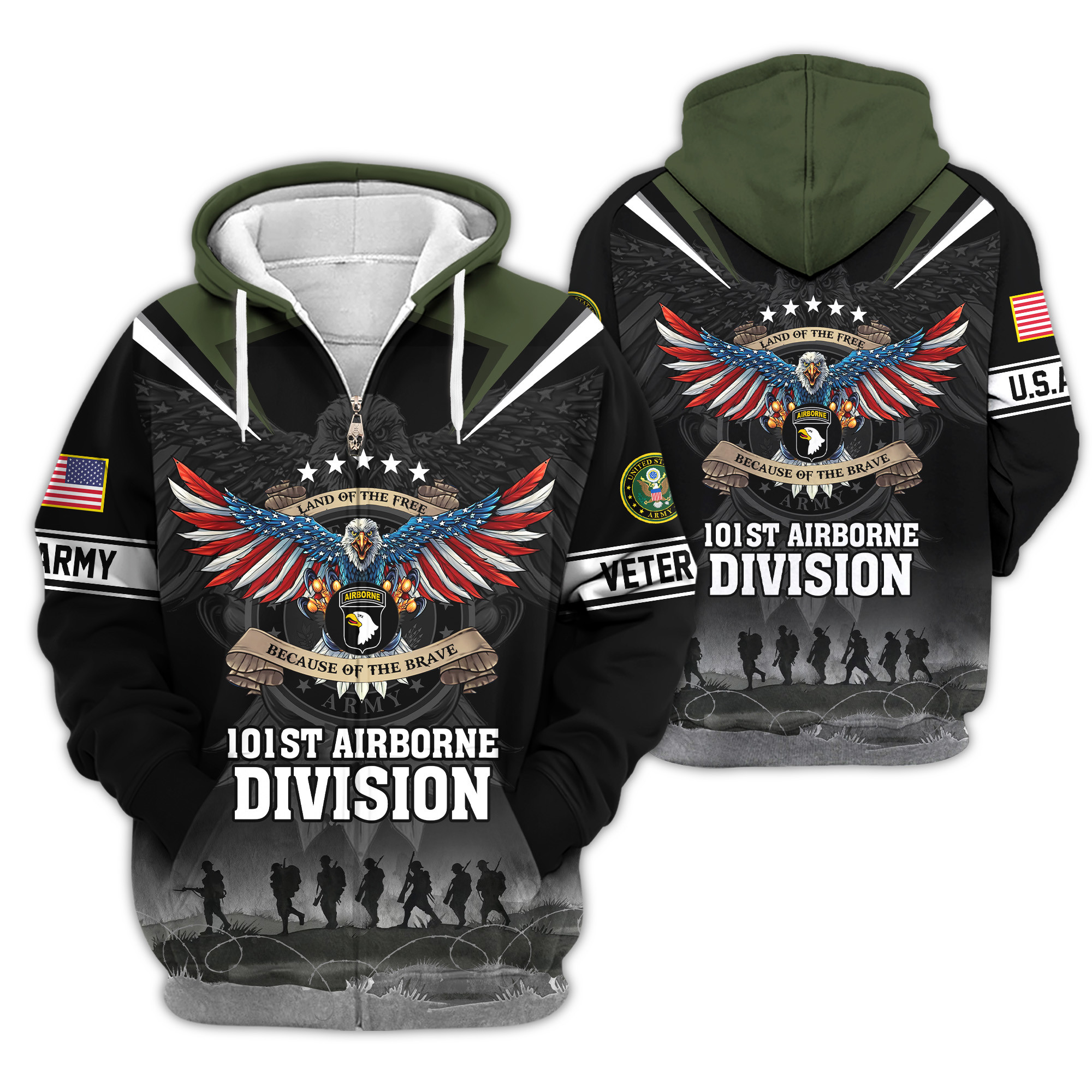 Premium 101st Airborne Zip Up Hoodie VPVC620155, Gifts For Army Veteran, Gifts For Veterans Day