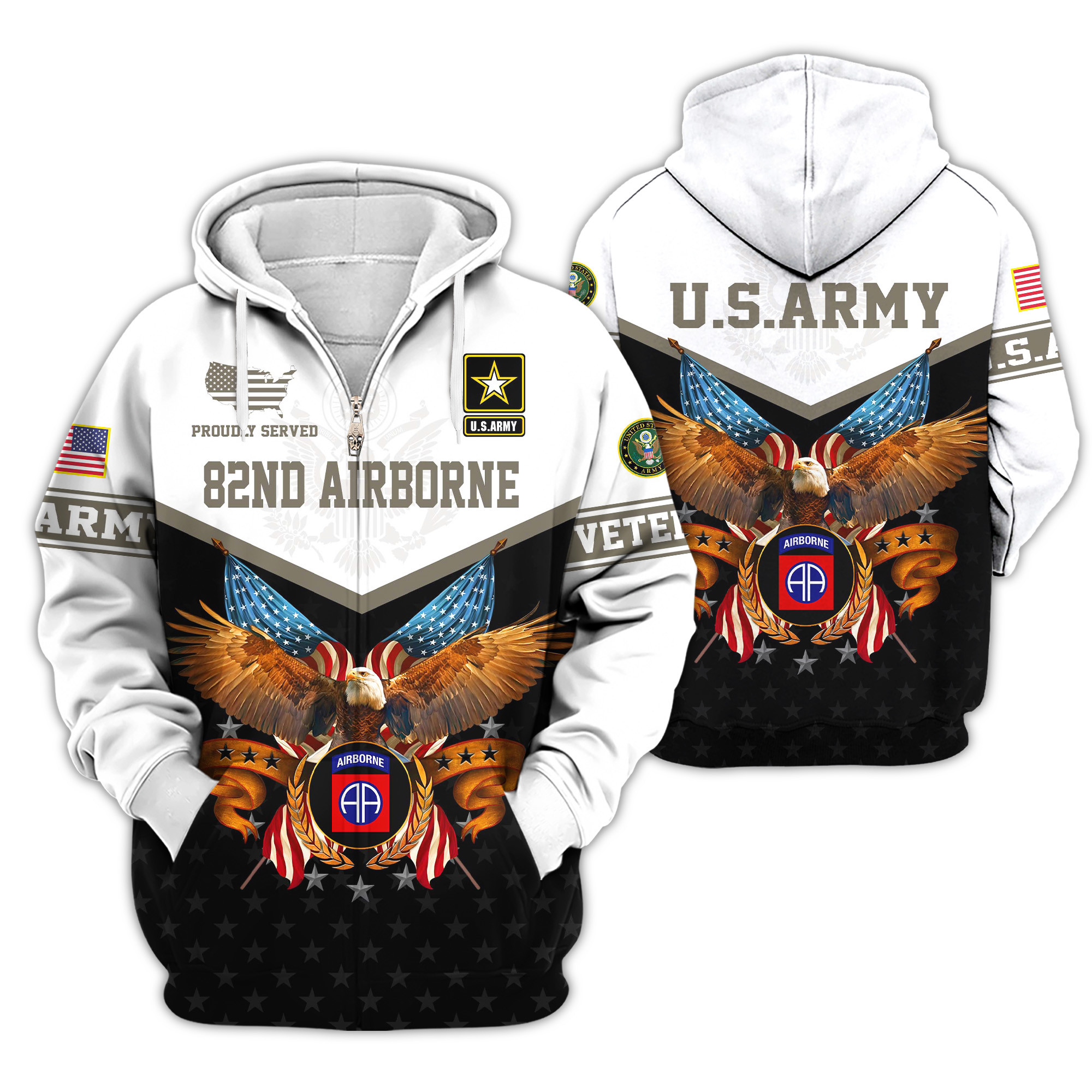 Premium 82nd Airborne Zip Up Hoodie VPVC620164, Gifts For Army Veteran, Gifts For Veterans Day