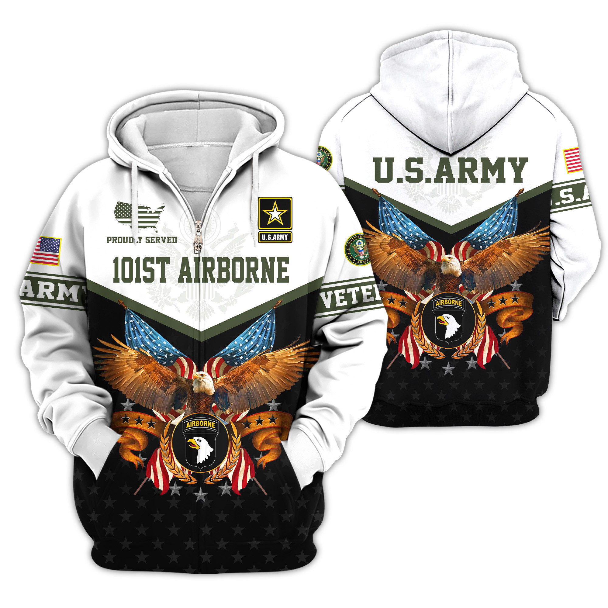 Premium 101st Airborne Zip Up Hoodie VPVC620165, Gifts For Army Veteran, Gifts For Veterans Day