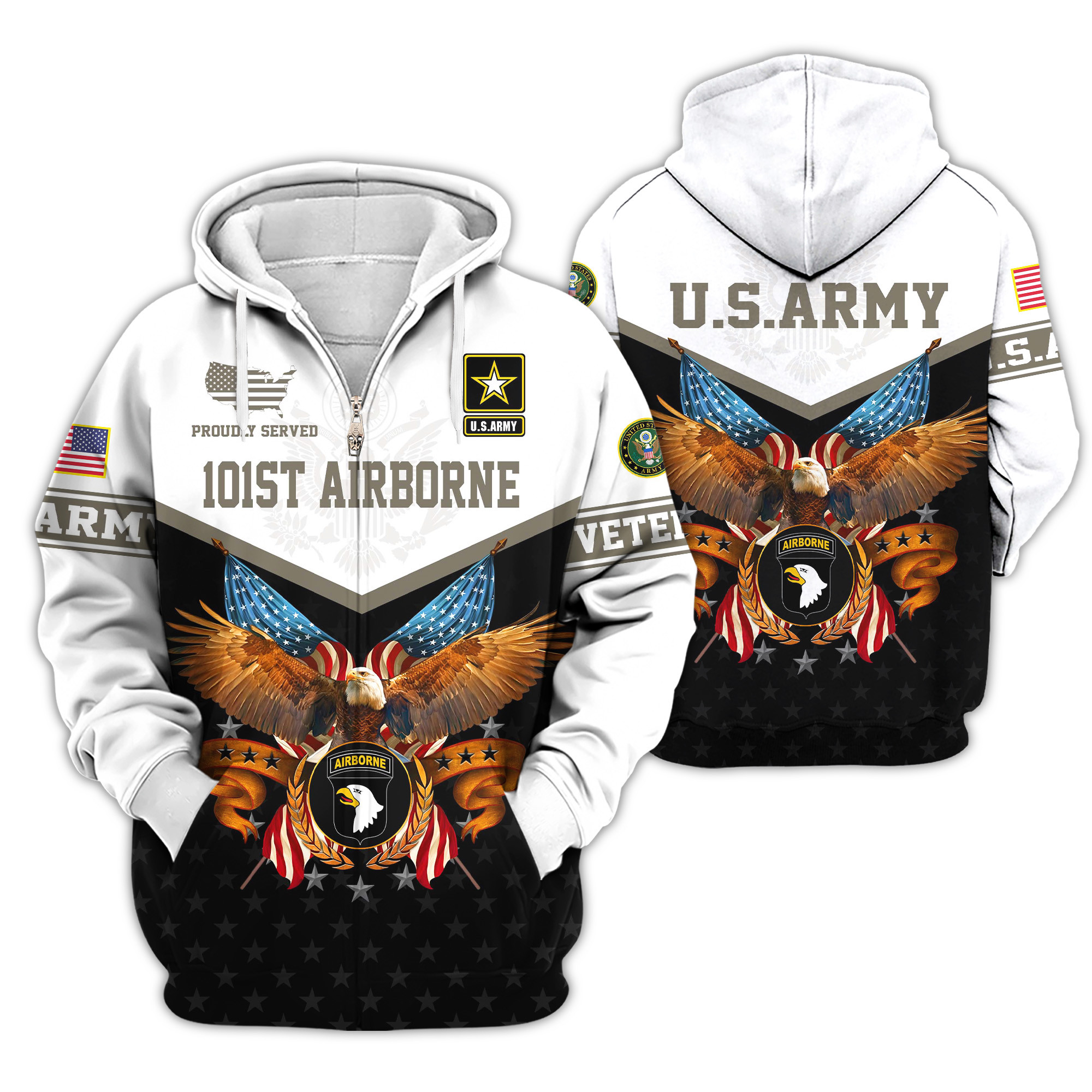 Premium 101st Airborne Zip Up Hoodie VPVC620166, Gifts For Army Veteran, Gifts For Veterans Day