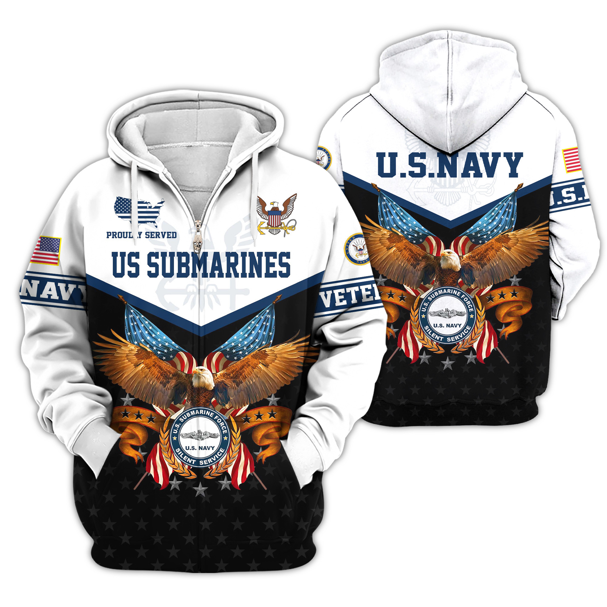 Premium US Submarine Zip Up Hoodie VPVC620167, Gifts For Army Veteran, Gifts For Veterans Day