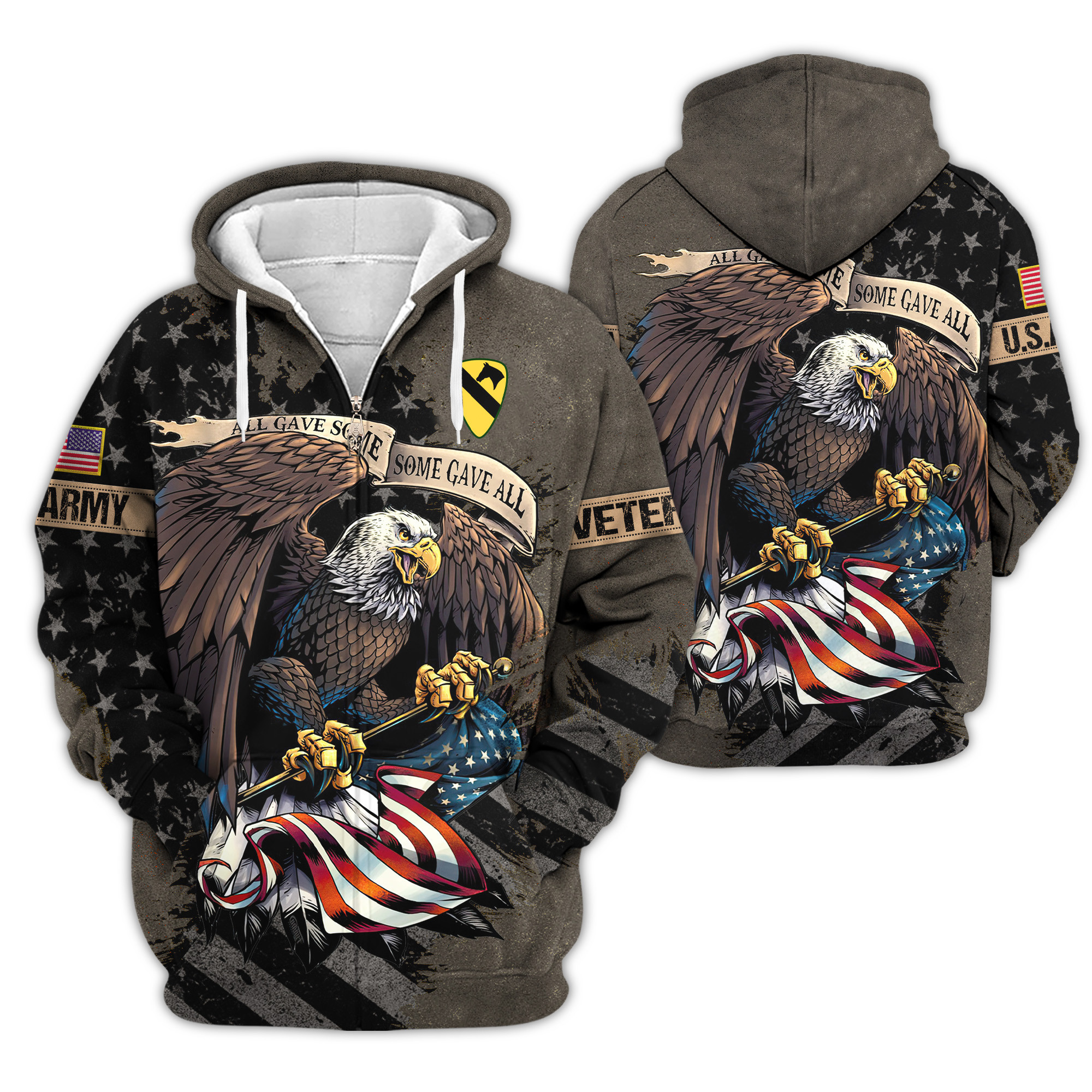 Premium 1st Cavalry Division Zip Up Hoodie VPVC620172, Gifts For Army Veteran, Gifts For Veterans Day