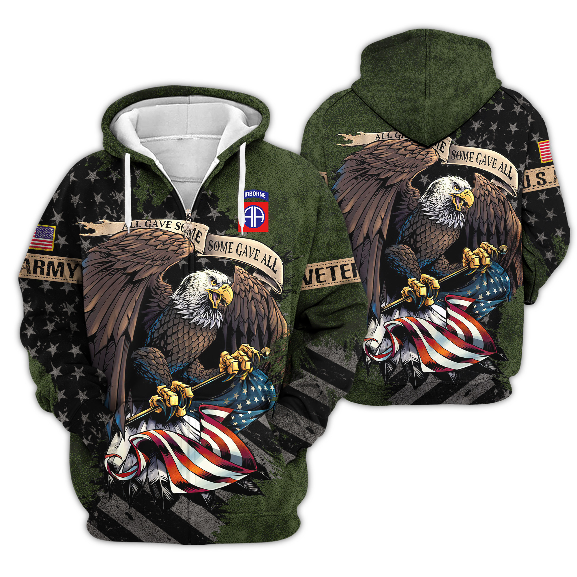 Premium 82nd Airborne Zip Up Hoodie VPVC620173, Gifts For Army Veteran, Gifts For Veterans Day