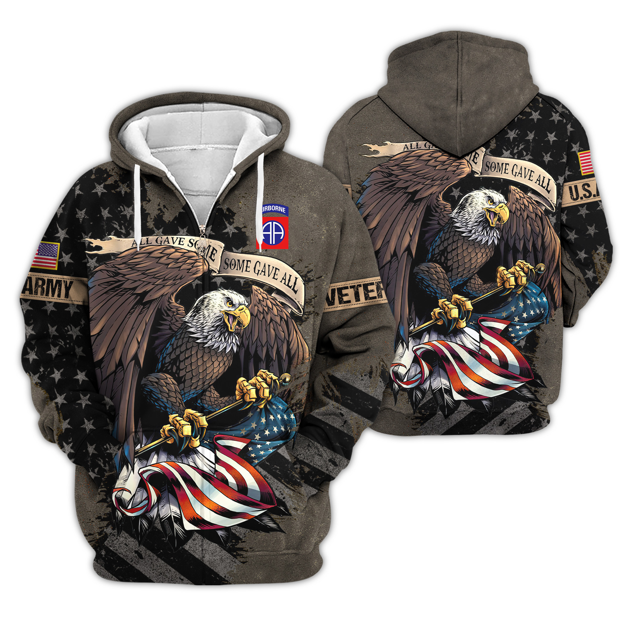 Premium 82nd Airborne Zip Up Hoodie VPVC620174, Gifts For Army Veteran, Gifts For Veterans Day