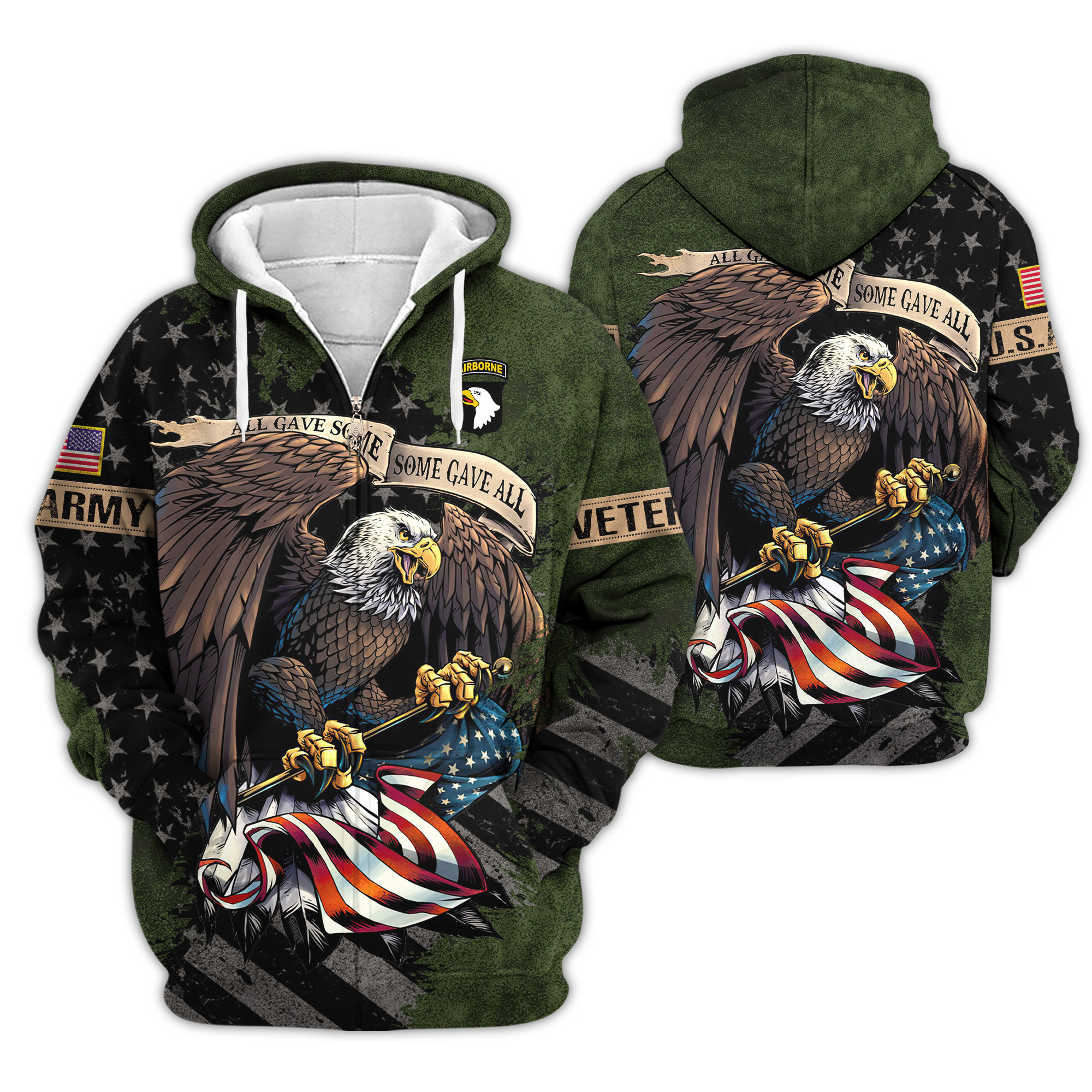 Premium 101st Airborne Zip Up Hoodie VPVC620175, Gifts For Army Veteran, Gifts For Veterans Day