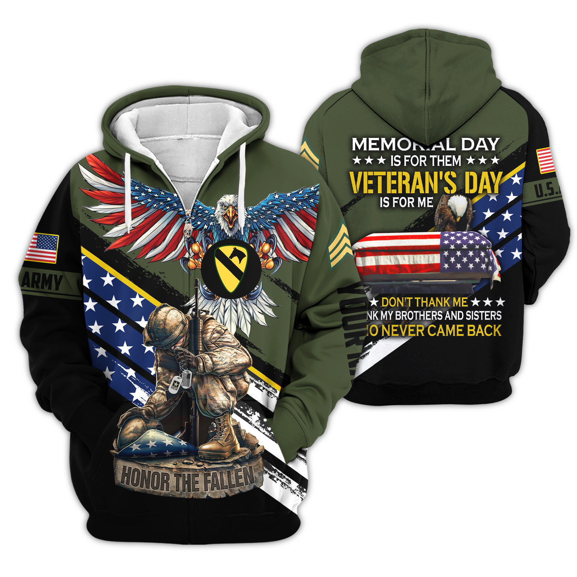 Premium 101st Airborne Zip Up Hoodie VPVC620185, Gifts For Army Veteran, Gifts For Veterans Day