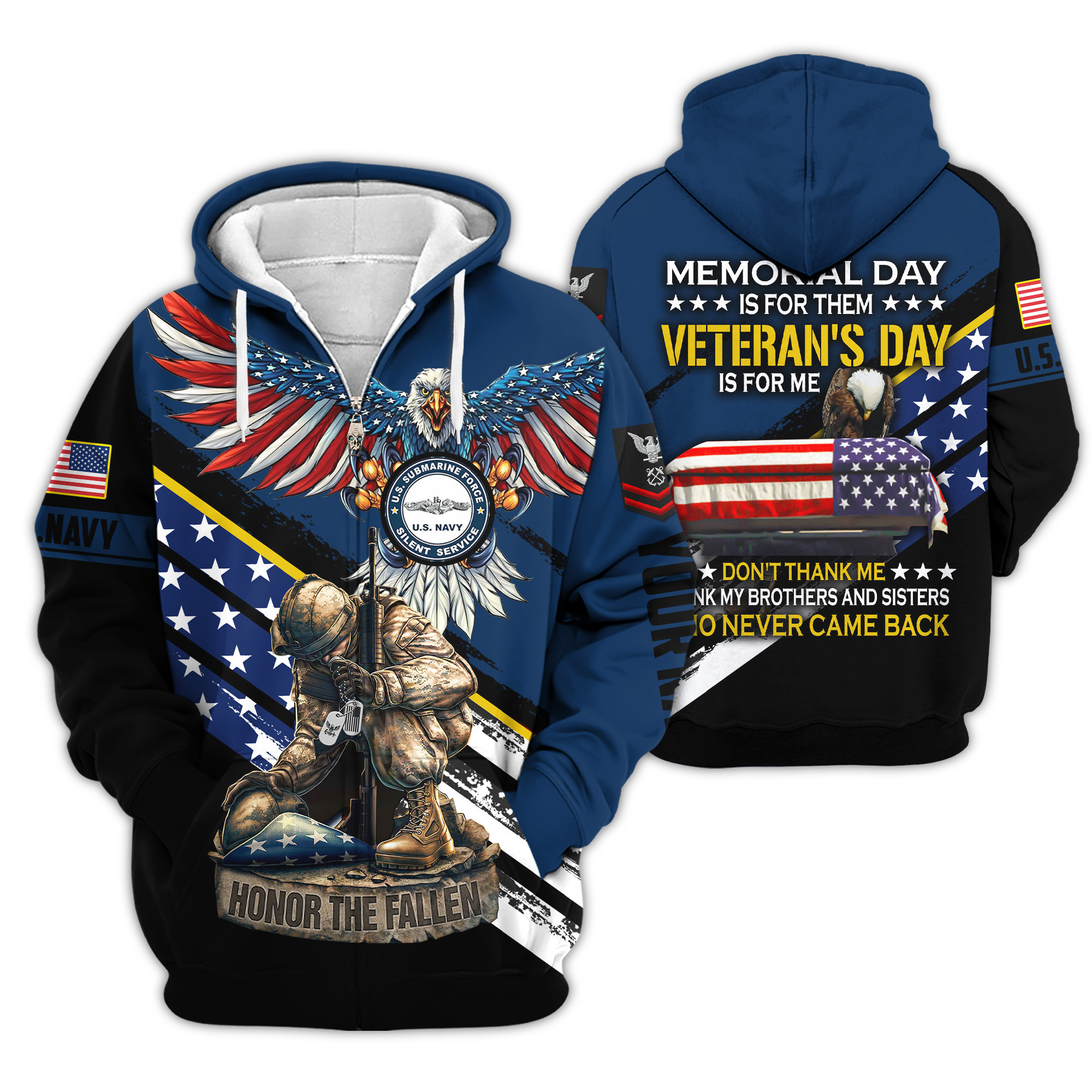 Premium US Submarine Zip Up Hoodie VPVC620187, Gifts For Army Veteran, Gifts For Veterans Day