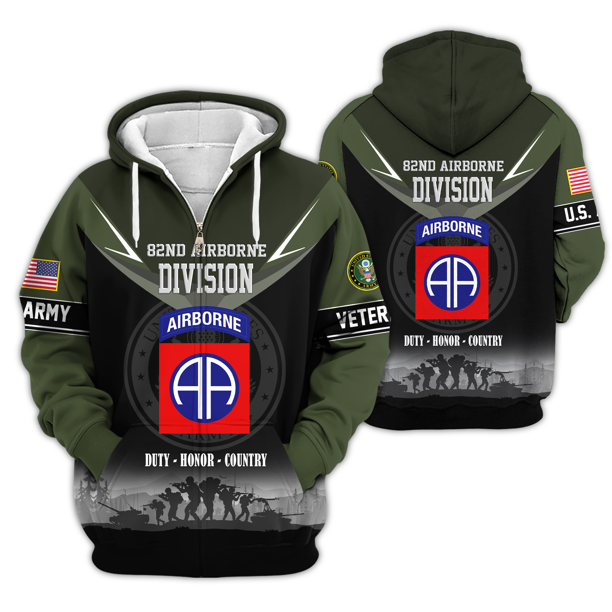 Premium 82nd Airborne Zip Up Hoodie VPVC620193, Gifts For Army Veteran, Gifts For Veterans Day