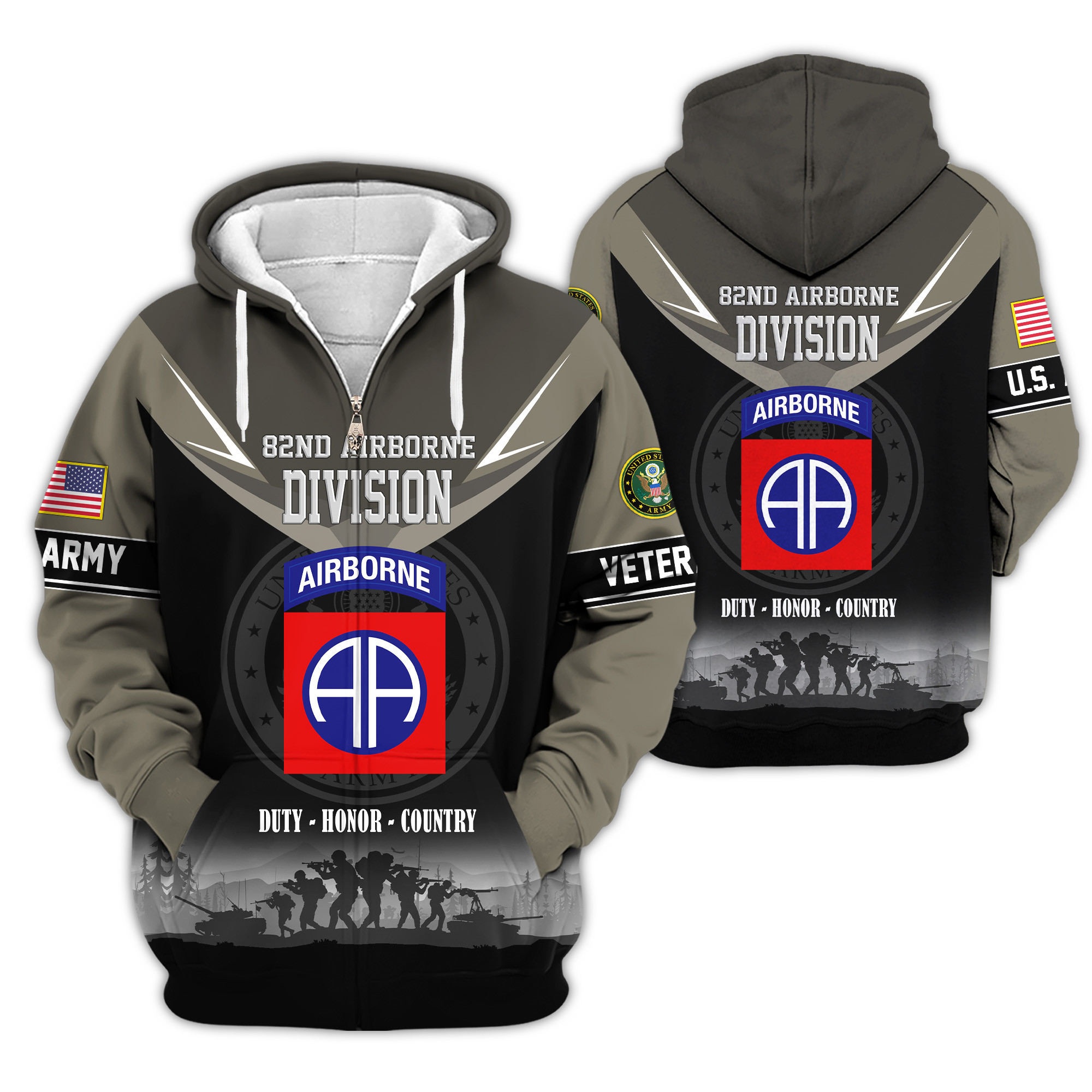 Premium 82nd Airborne Zip Up Hoodie VPVC620194, Gifts For Army Veteran, Gifts For Veterans Day