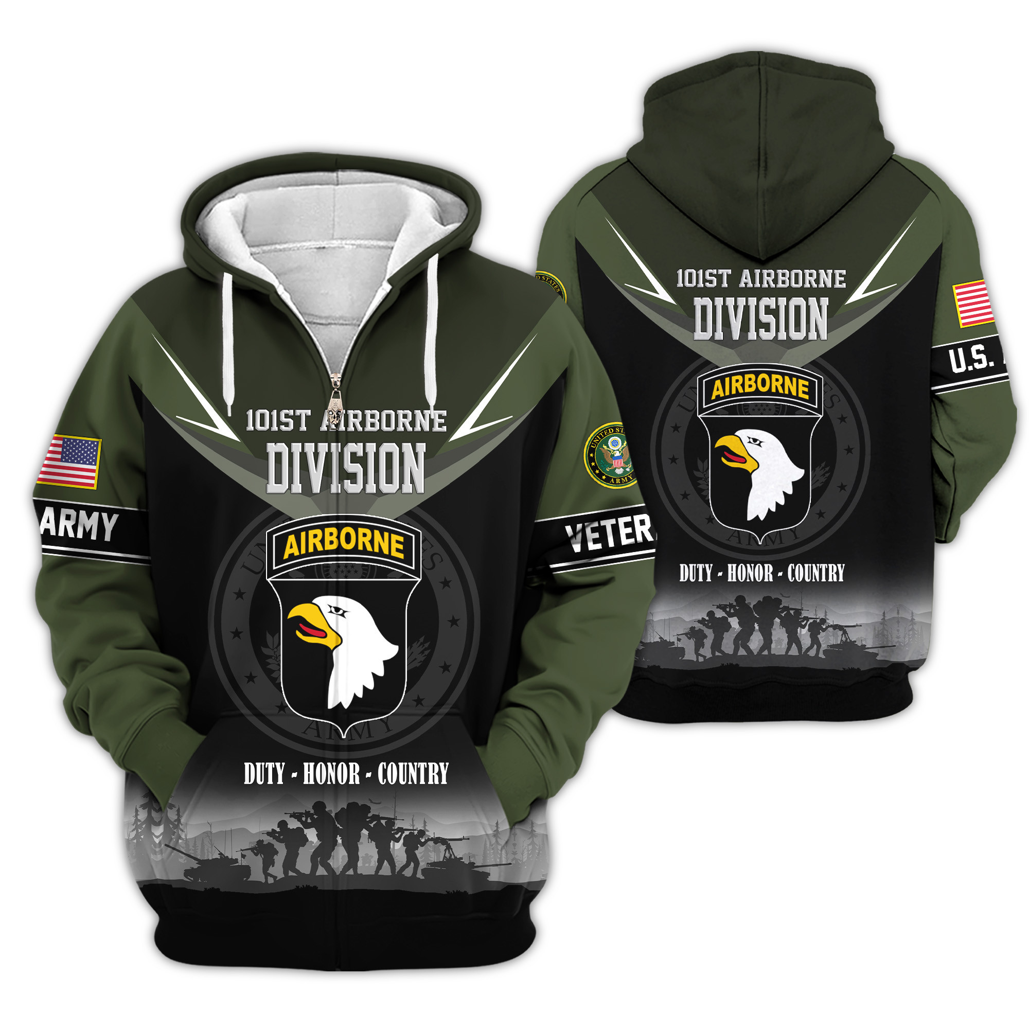 Premium 101st Airborne Zip Up Hoodie VPVC620195, Gifts For Army Veteran, Gifts For Veterans Day