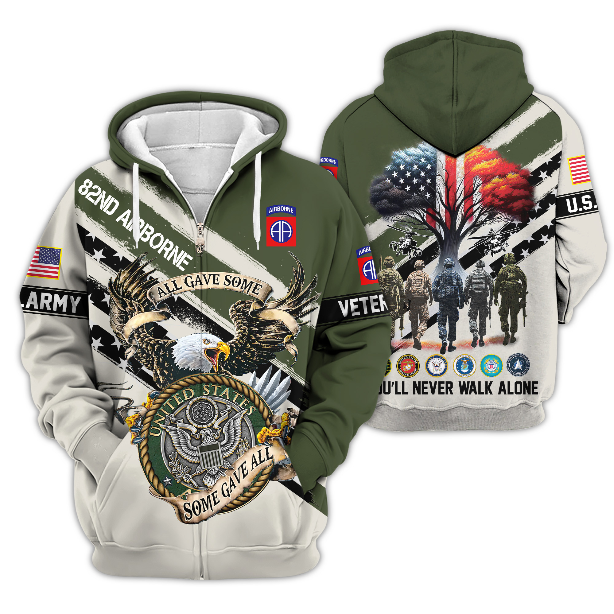 Premium 82nd Airborne Zip Up Hoodie VPVC620203, Gifts For Army Veteran, Gifts For Veterans Day