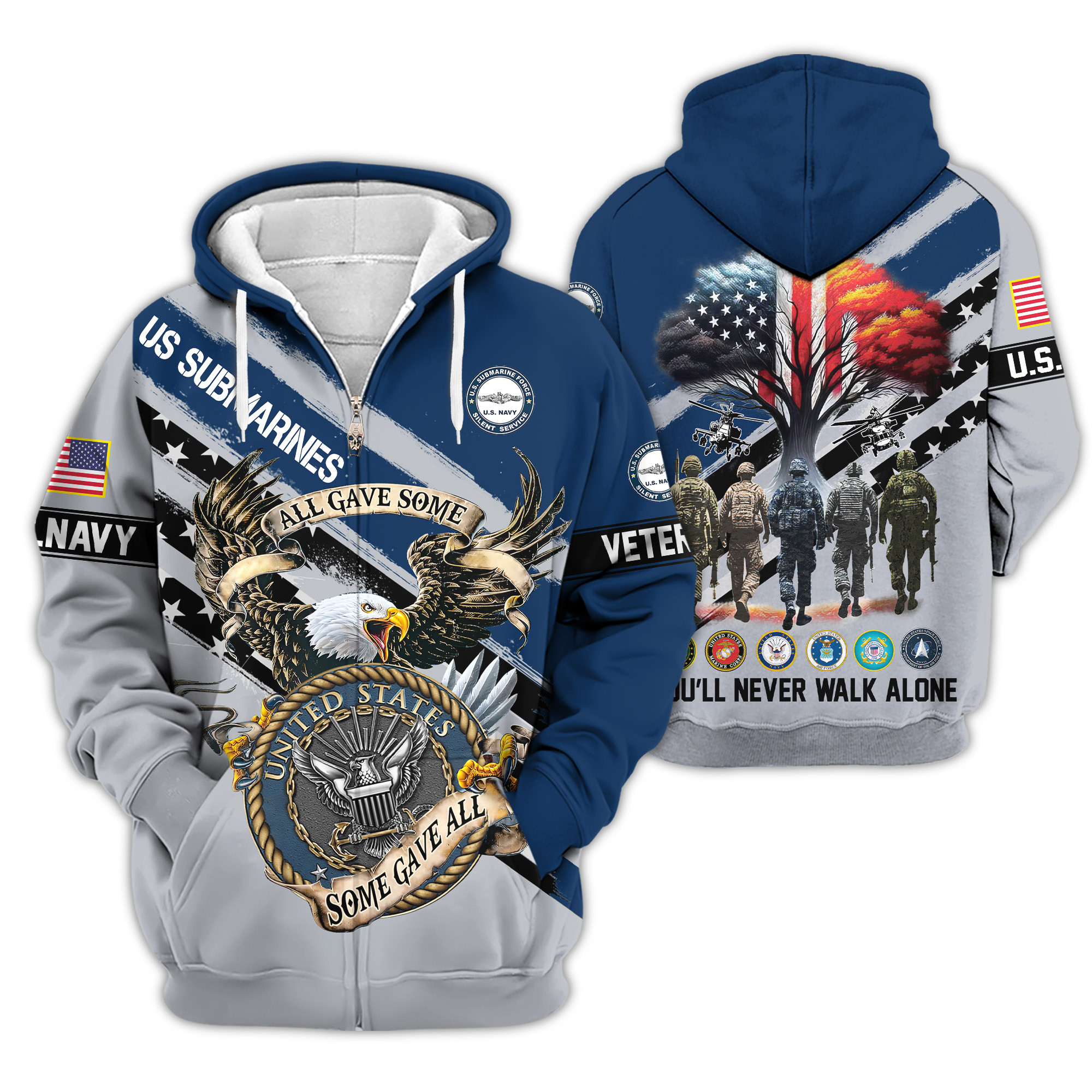 Premium US Submarine Zip Up Hoodie VPVC620207, Gifts For Army Veteran, Gifts For Veterans Day