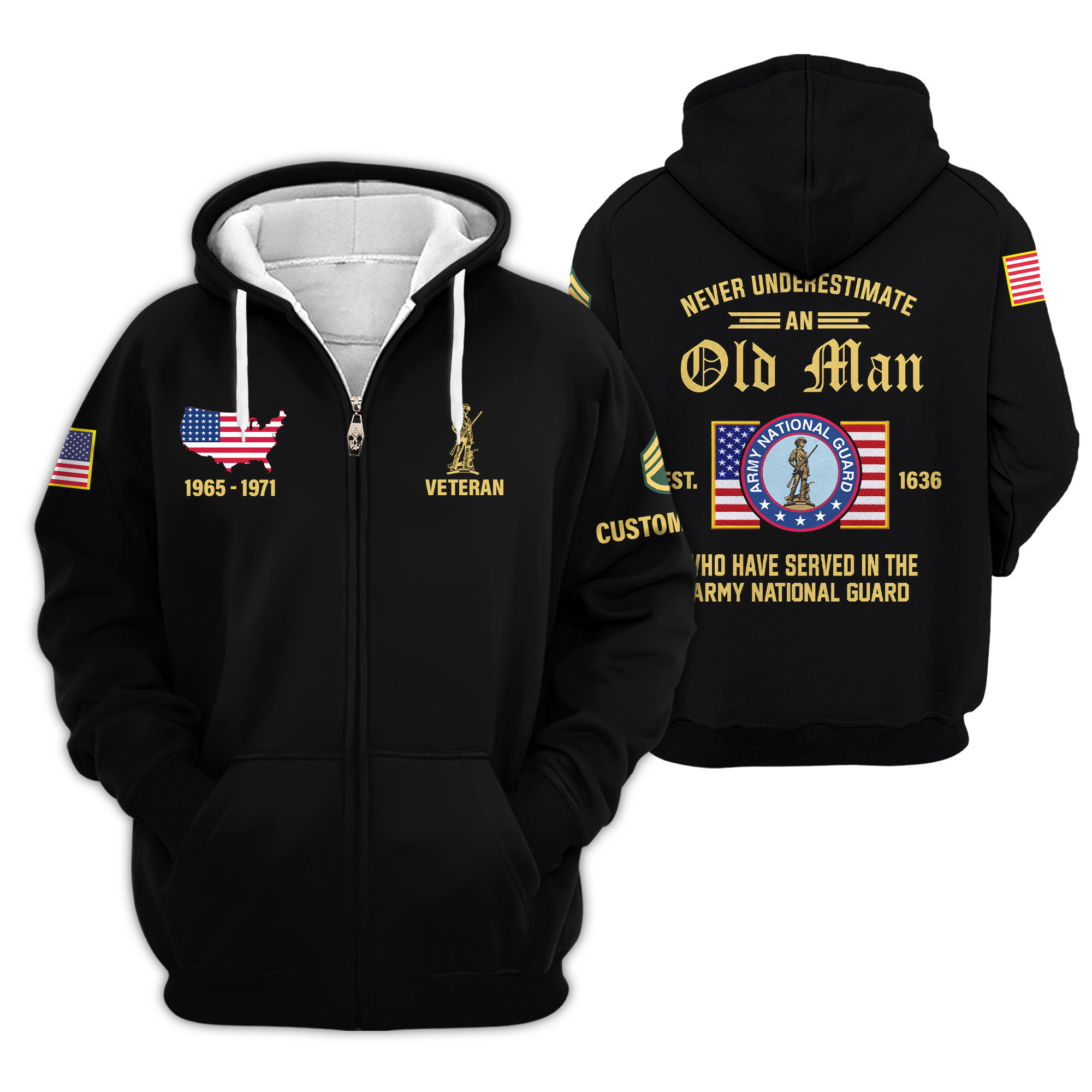 Premium Custom Army National Guard Zip Up Hoodie VPVC609158, Gifts For Army National Guard Veteran, Gifts For Veterans Day