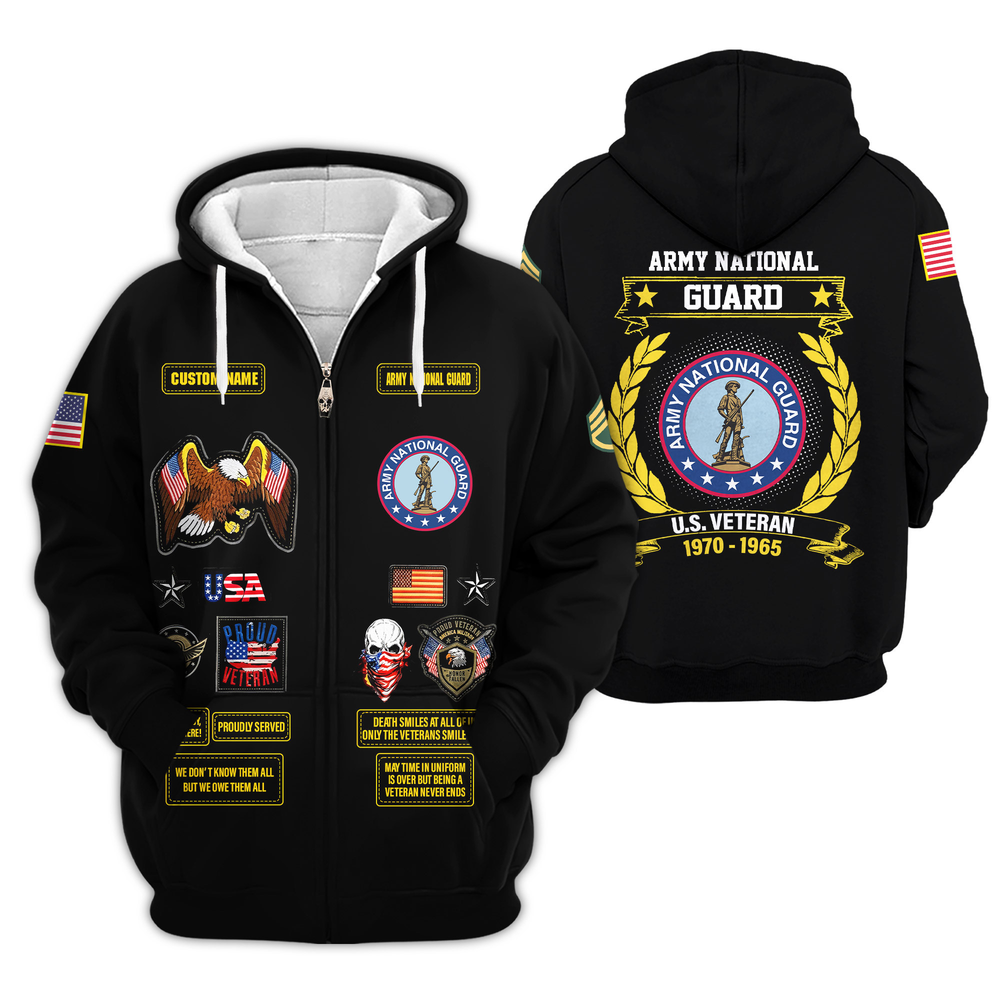 Premium Custom Army National Guard Zip Up Hoodie VPVC609178, Gifts For Army National Guard Veteran, Gifts For Veterans Day
