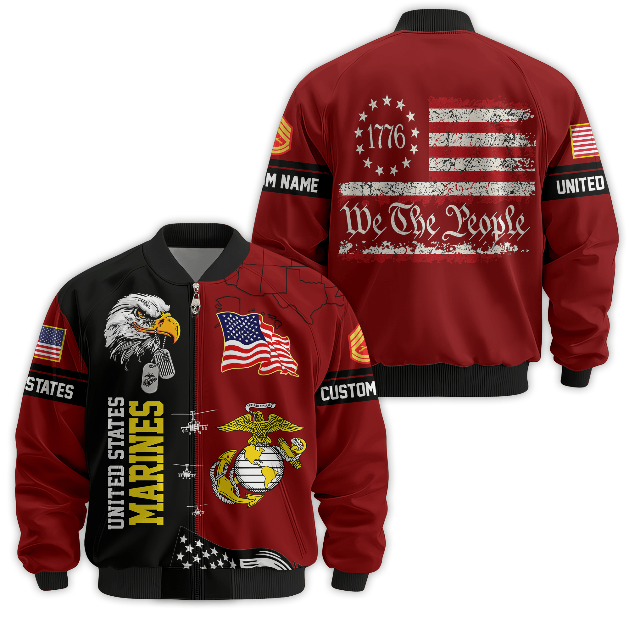 Premium Custom USMC Veteran Bomber Jacket VPVC811073, Waterproof Windbreaker Coat, Marine Veteran Gift, Veterans Day Gift