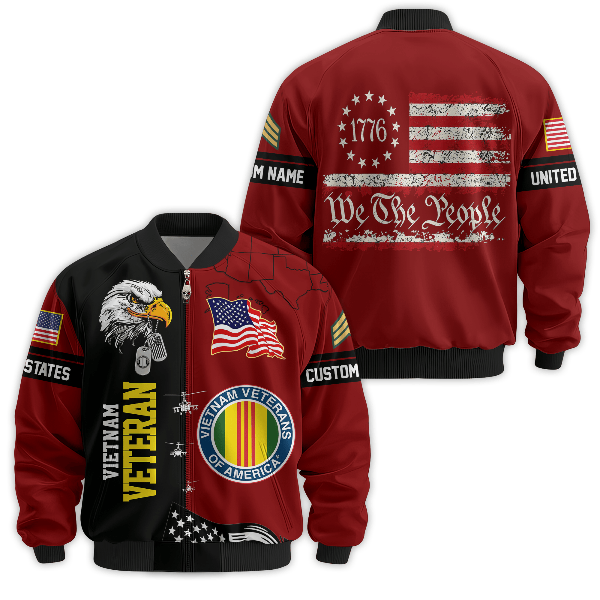 Premium Custom Vietnam Veteran Bomber Jacket VPVC811076, Waterproof Windbreaker Coat, Vietnam Veteran Gift, Veterans Day Gift