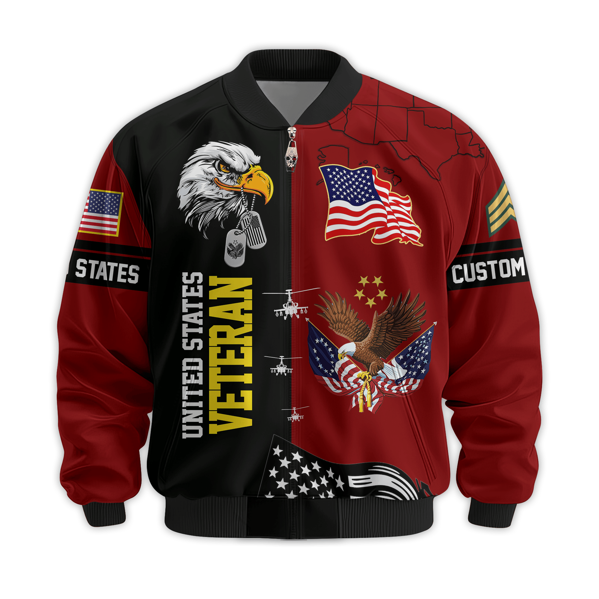 Premium Custom US Veteran Bomber Jacket VPVC811077, Waterproof Windbreaker Coat, US Veteran Gift, Veterans Day Gift