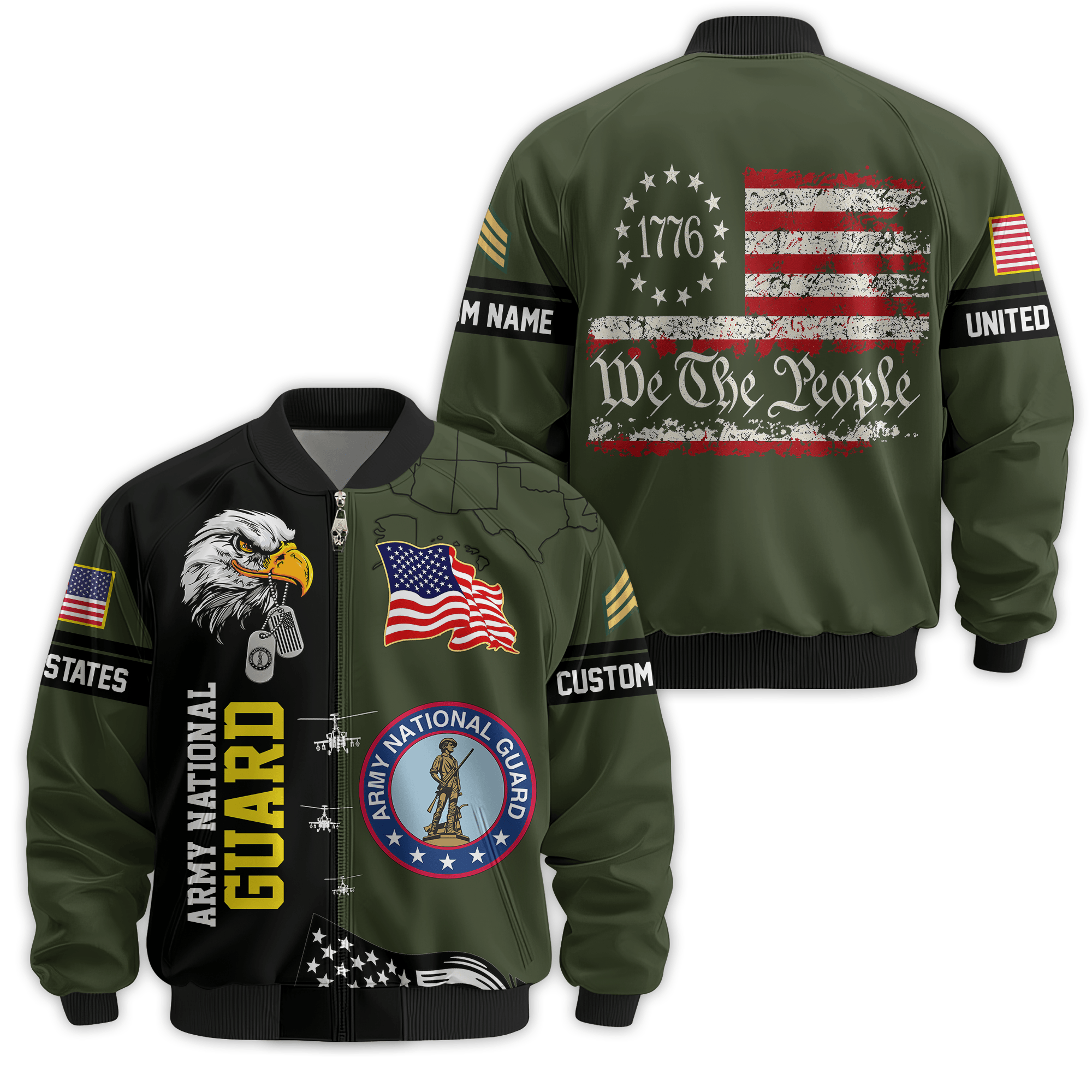 Premium Custom Army National Guard Veteran Bomber Jacket VPVC811078, Waterproof Windbreaker Coat, Army National Guard Veteran Gift, Veterans Day Gift