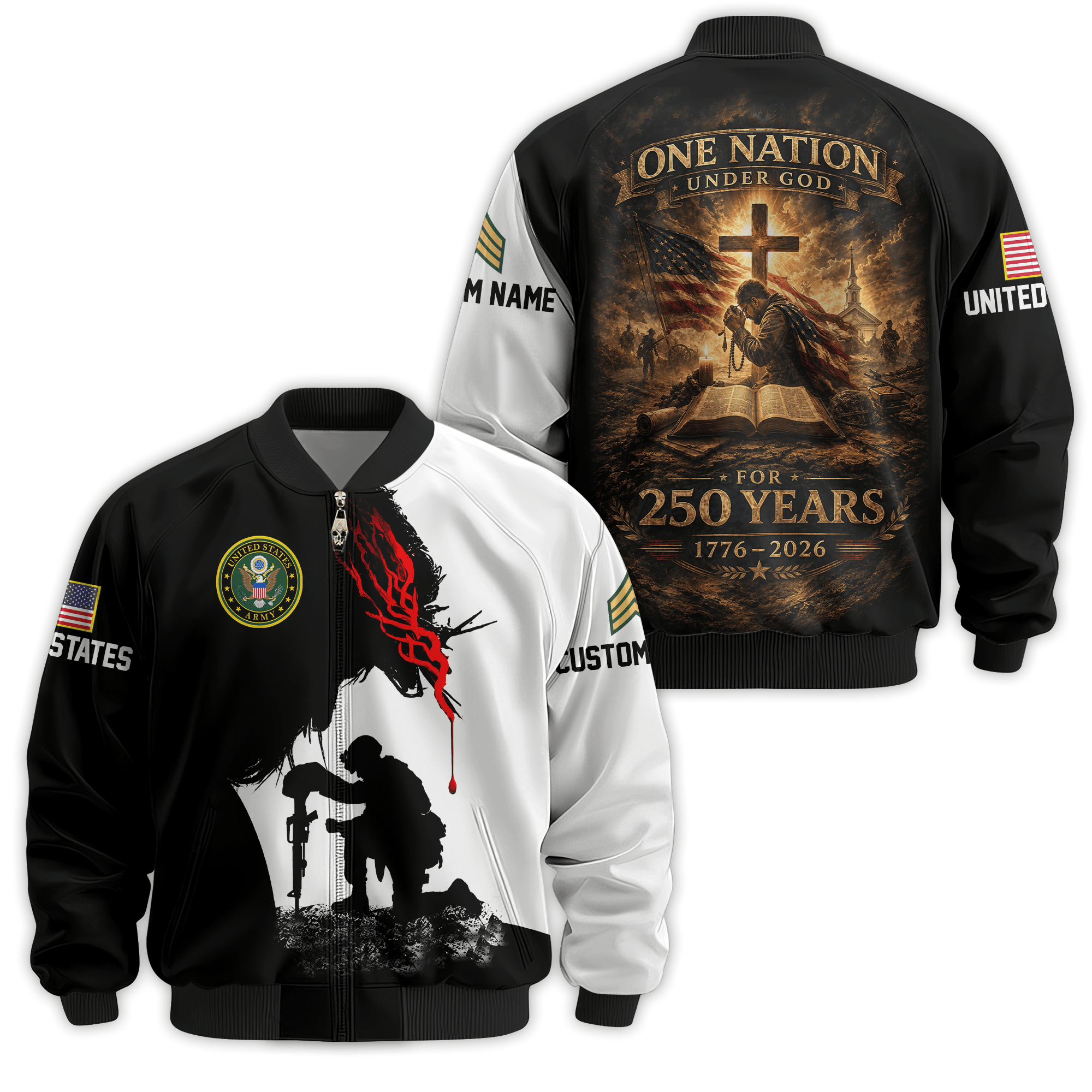 Premium Custom US Army Veteran Bomber Jacket VPVC811081, Waterproof Windbreaker Coat, Army Veteran Gift, Veterans Day Gift