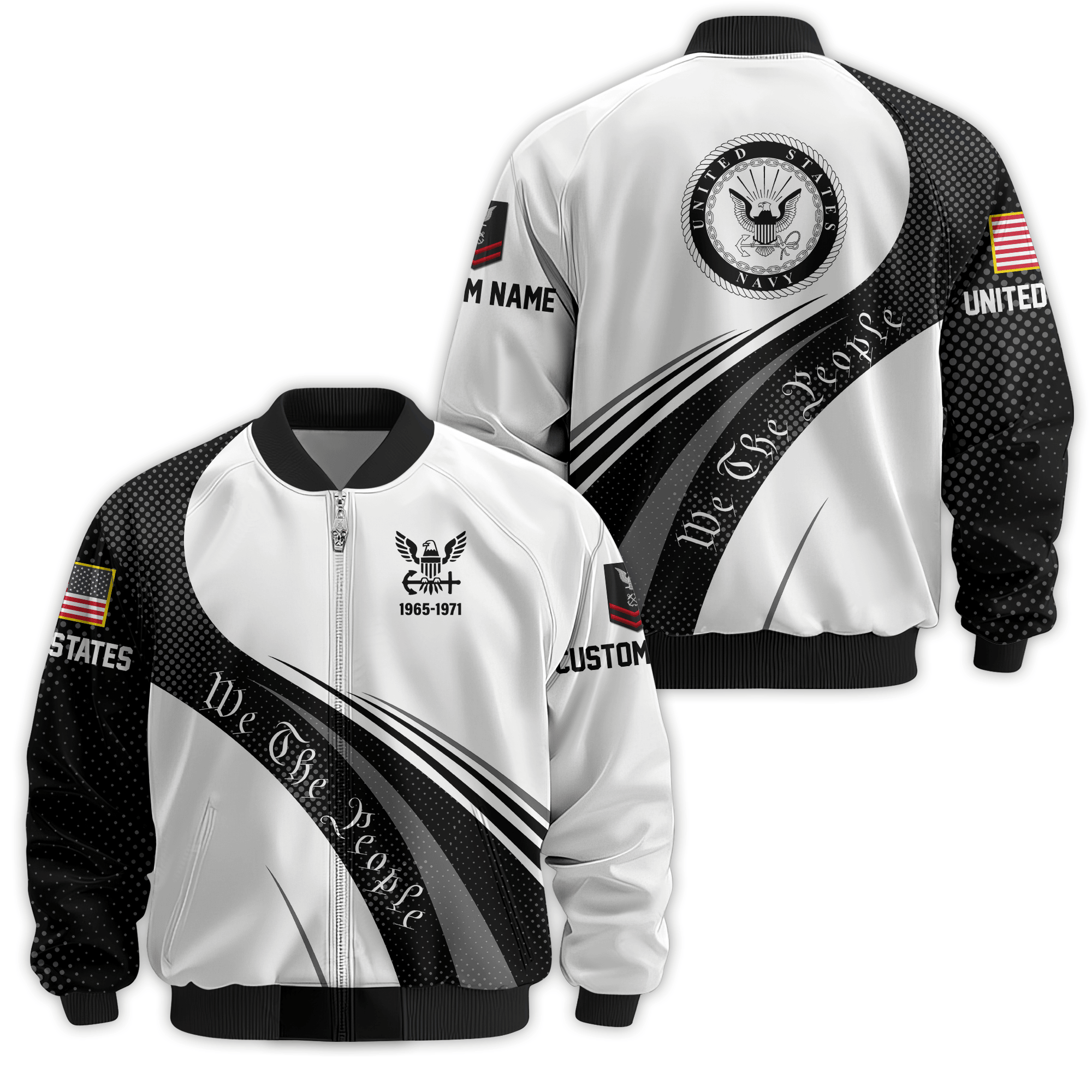Premium Custom US Navy Veteran Bomber Jacket VPVC811092, Waterproof Windbreaker Coat, Navy Veteran Gift, Veterans Day Gift