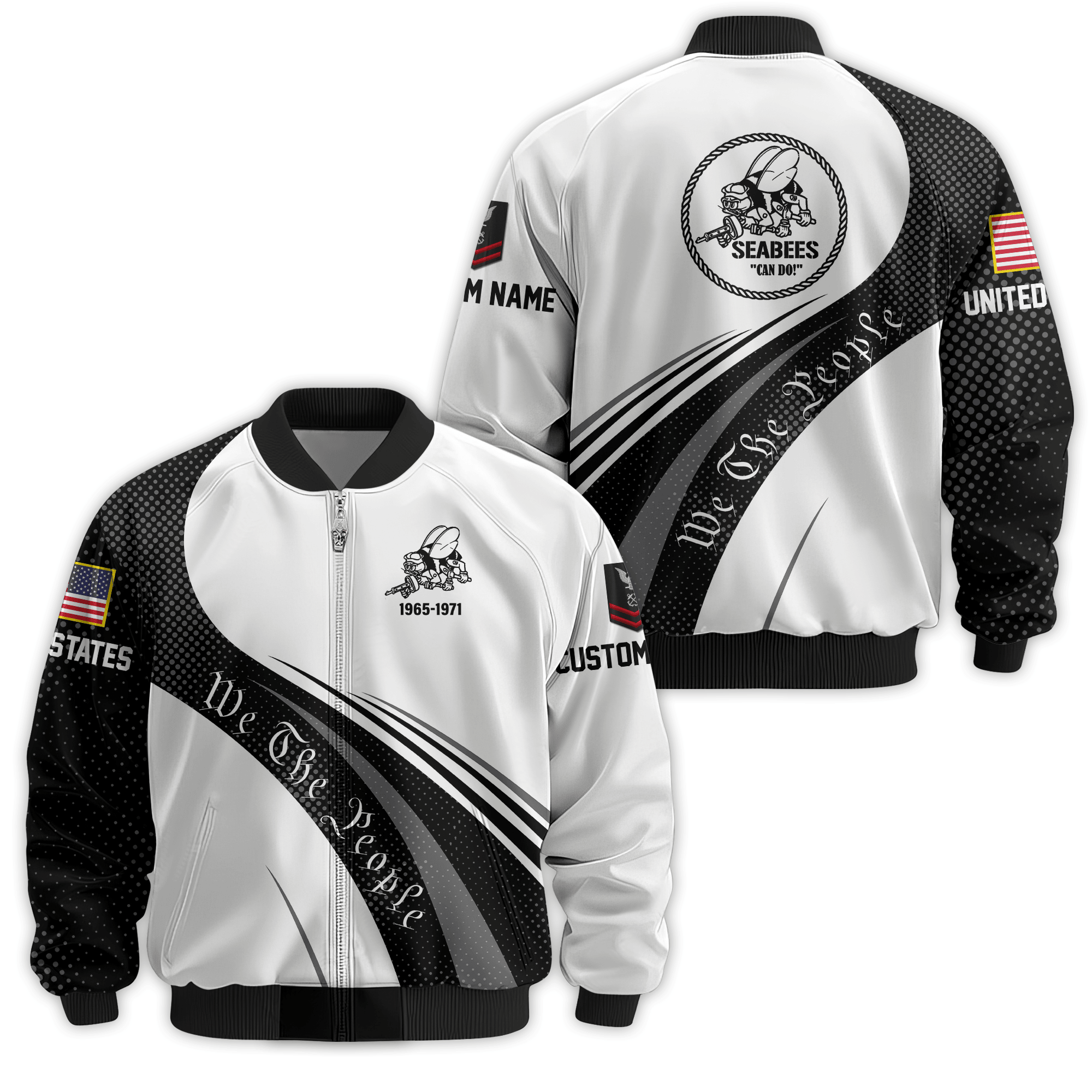 Premium Custom US Seabees Veteran Bomber Jacket VPVC811099, Waterproof Windbreaker Coat, Seabees Veteran Gift, Veterans Day Gift