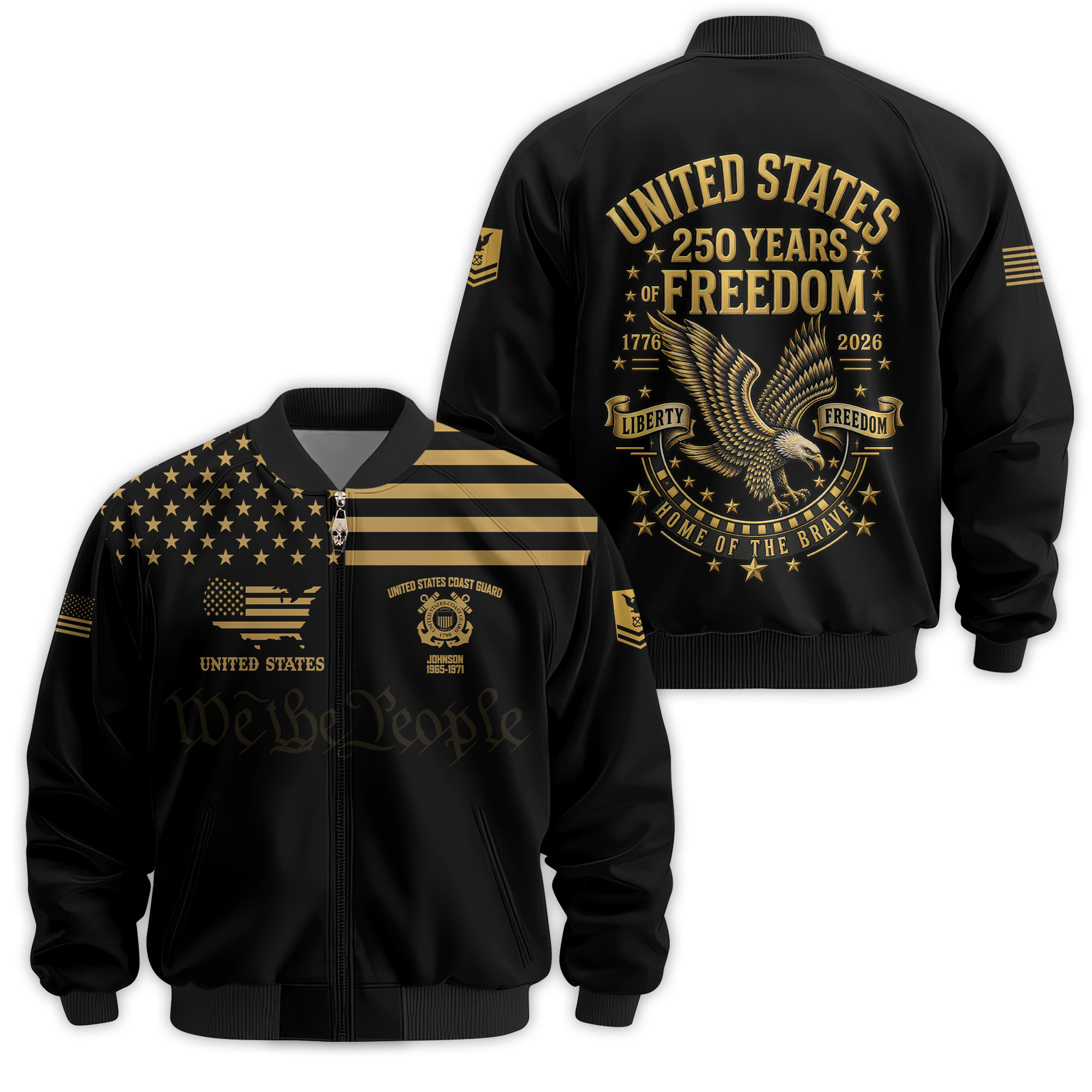 Premium Custom USCG Veteran Bomber Jacket VPVC811115, Waterproof Windbreaker Coat, Coast Guard Veteran Gift, Veterans Day Gift