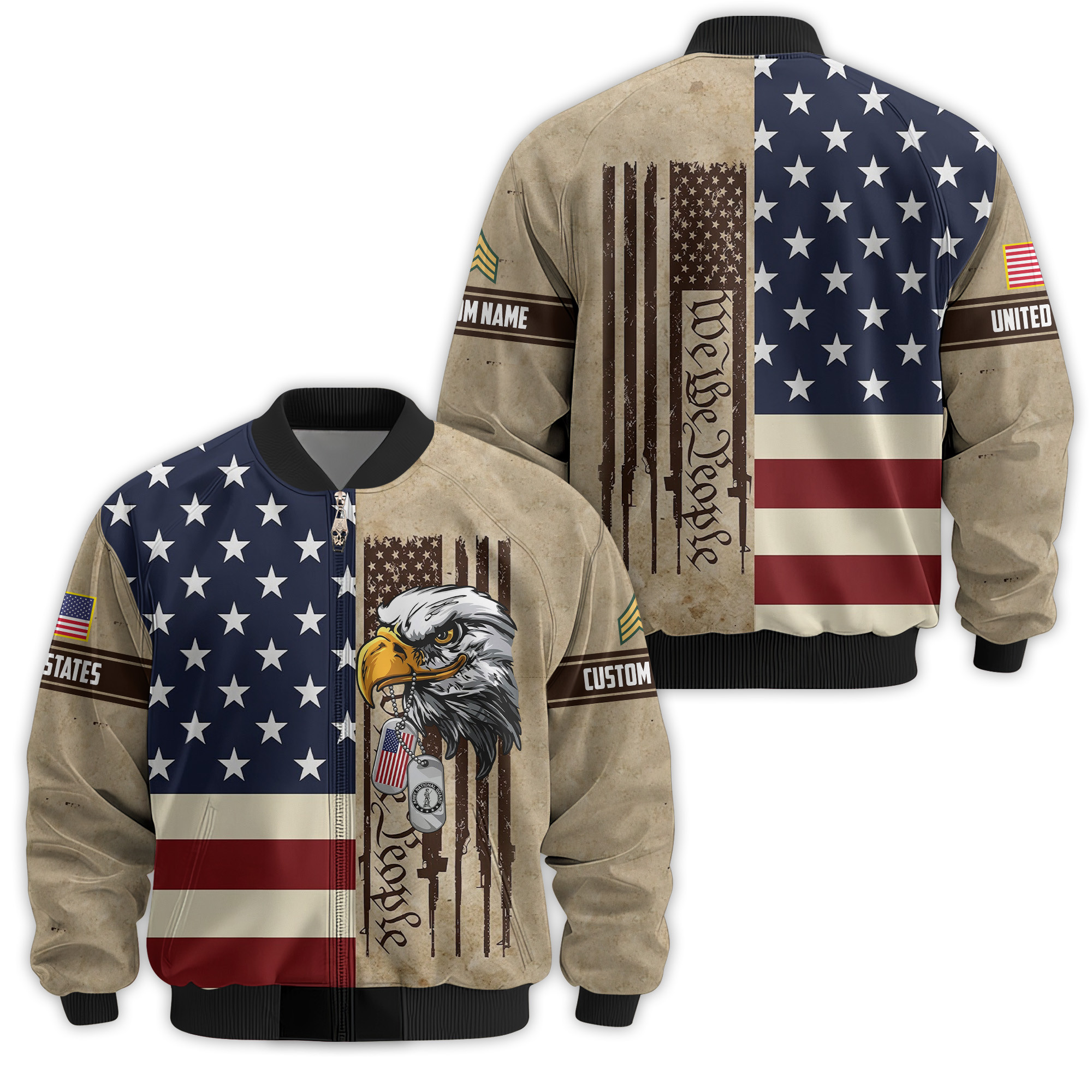 Premium Custom Army National Guard Veteran Bomber Jacket VPVC811128, Waterproof Windbreaker Coat, Army National Guard Veteran Gift, Veterans Day Gift
