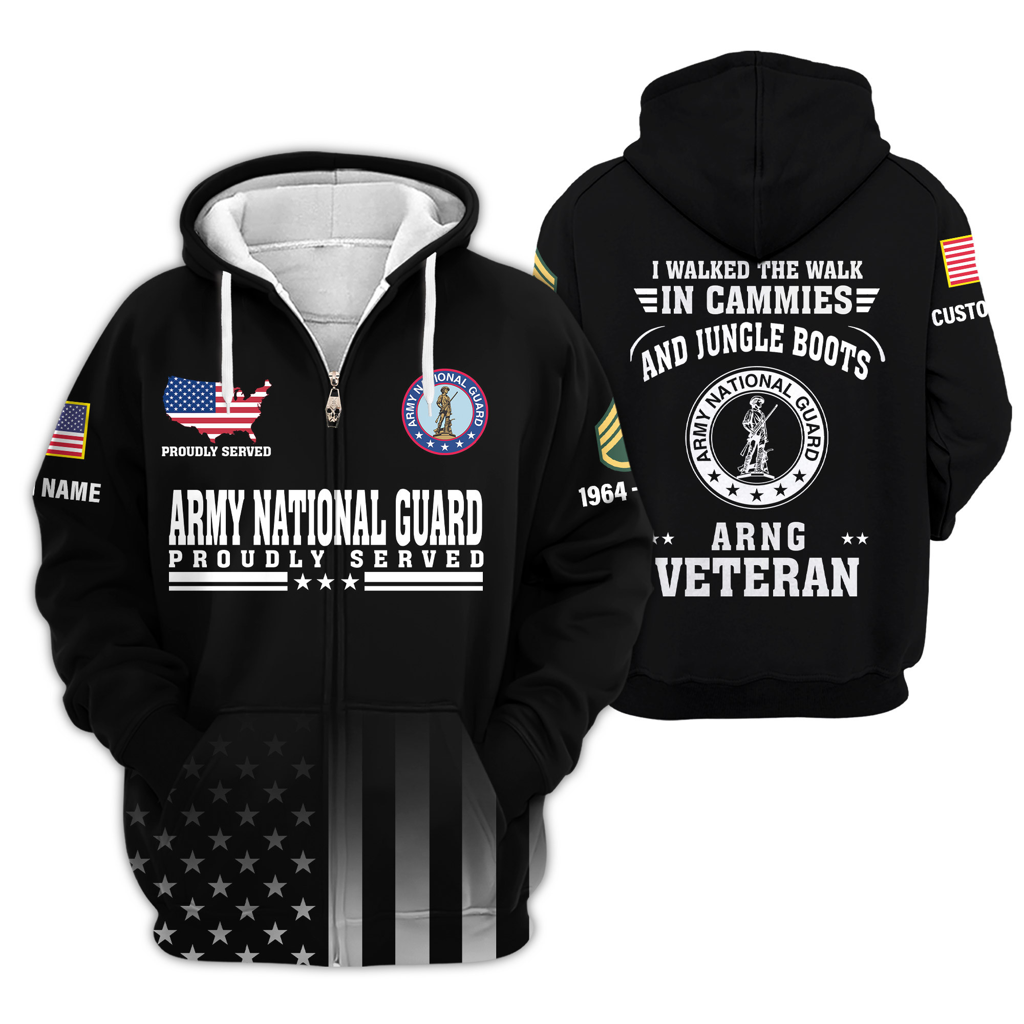 Premium Custom Army National Guard Zip Up Hoodie VPVC609198, Gifts For Army National Guard Veteran, Gifts For Veterans Day