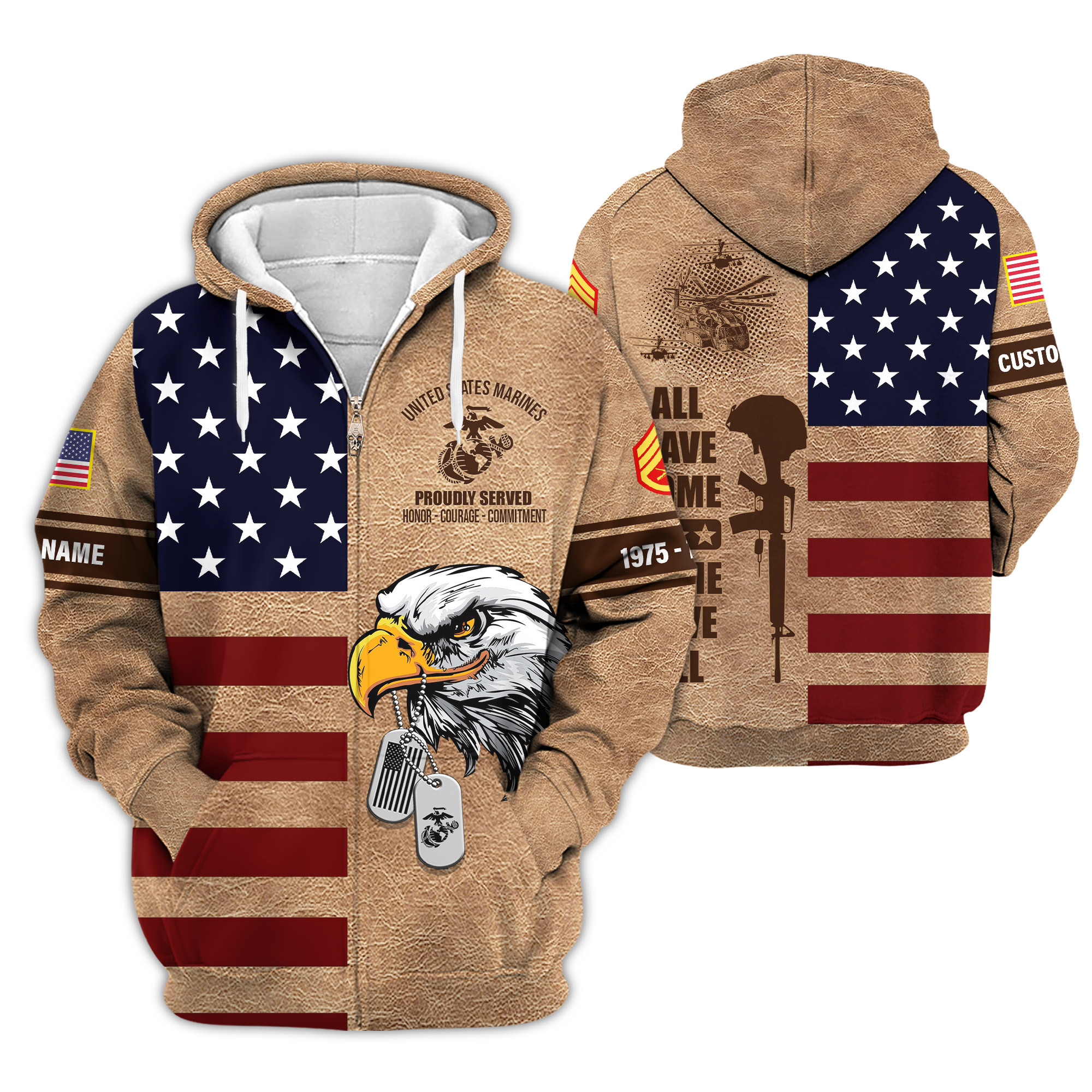 Premium Custom USMC Zip Up Hoodie VPVC609213, Gifts For Marine Veteran, Gifts For Veterans Day