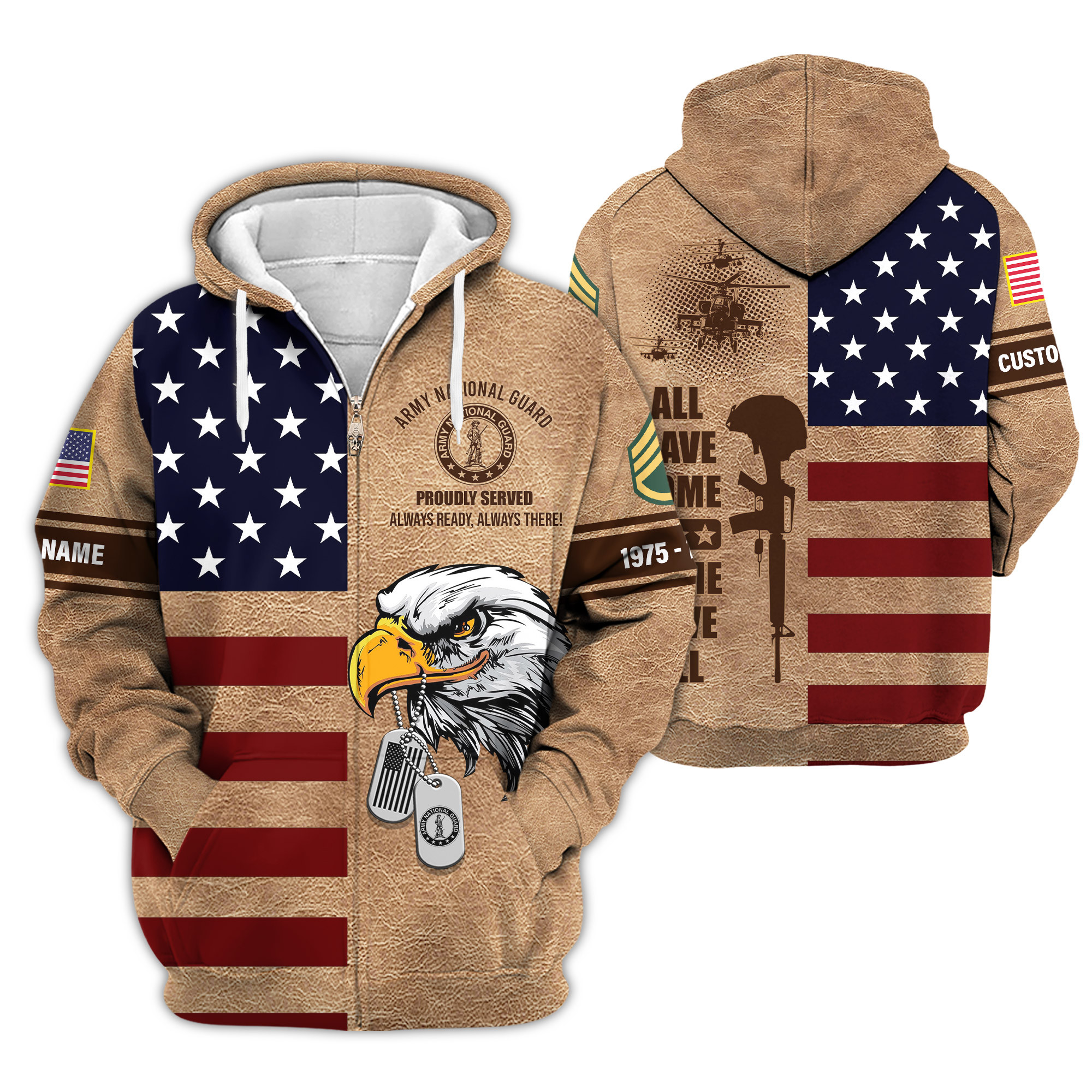 Premium Custom Army National Guard Zip Up Hoodie VPVC609218, Gifts For Army National Guard Veteran, Gifts For Veterans Day