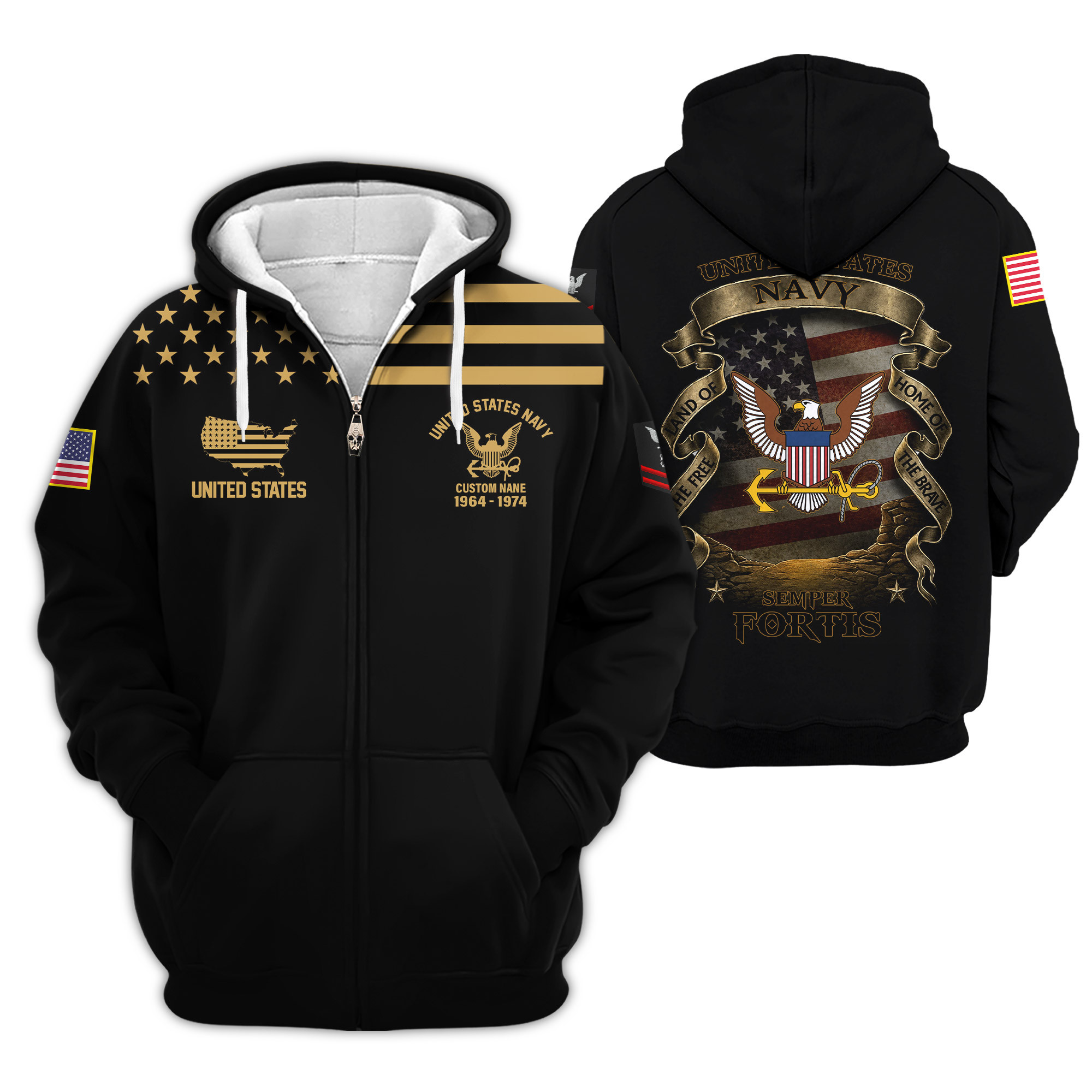 Premium Custom US Navy Zip Up Hoodie VPVC609222, Gifts For Navy Veteran, Gifts For Veterans Day
