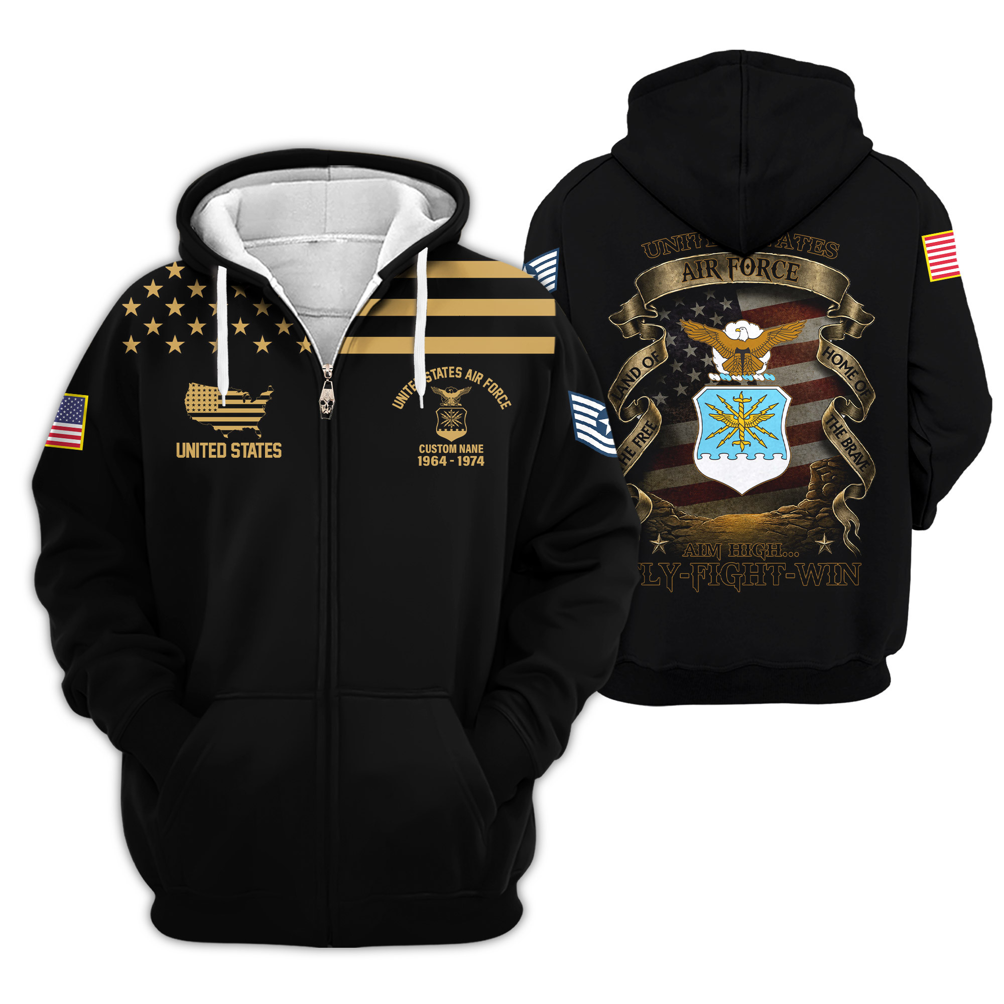Premium Custom USAF Zip Up Hoodie VPVC609224, Gifts For Air Force Veteran, Gifts For Veterans Day