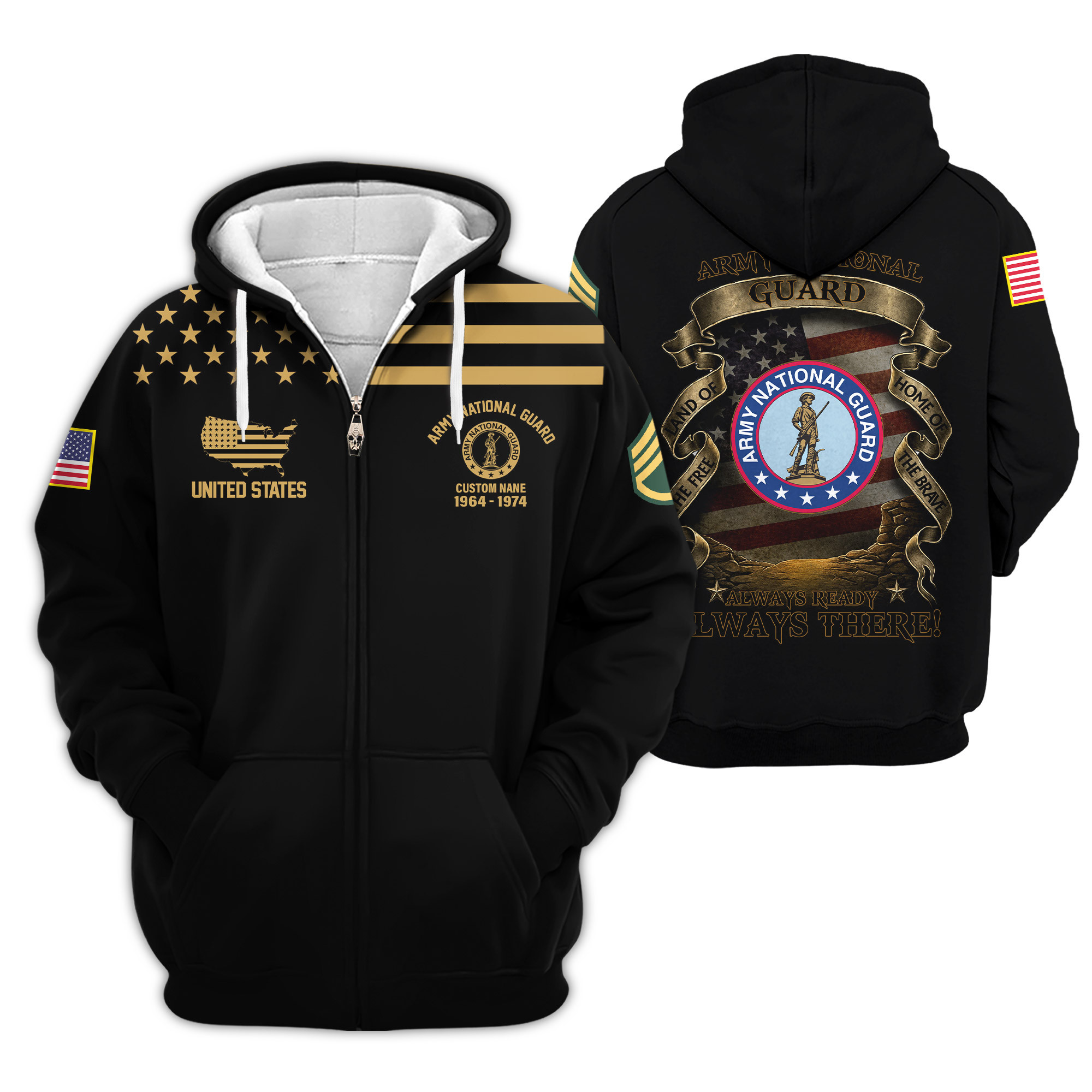 Premium Custom Army National Guard Zip Up Hoodie VPVC609228, Gifts For Army National Guard Veteran, Gifts For Veterans Day