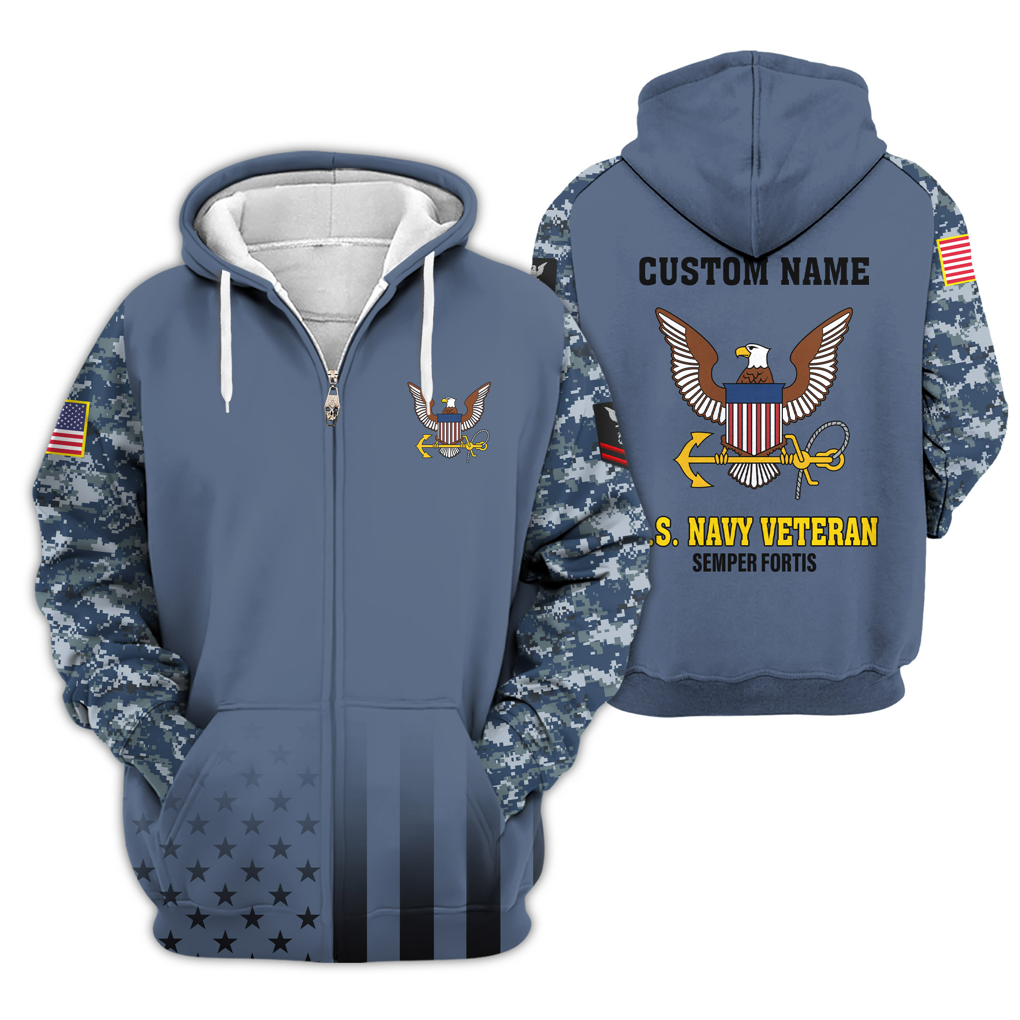 Premium Custom US Navy Zip Up Hoodie VPVC609262, Gifts For Navy Veteran, Gifts For Veterans Day