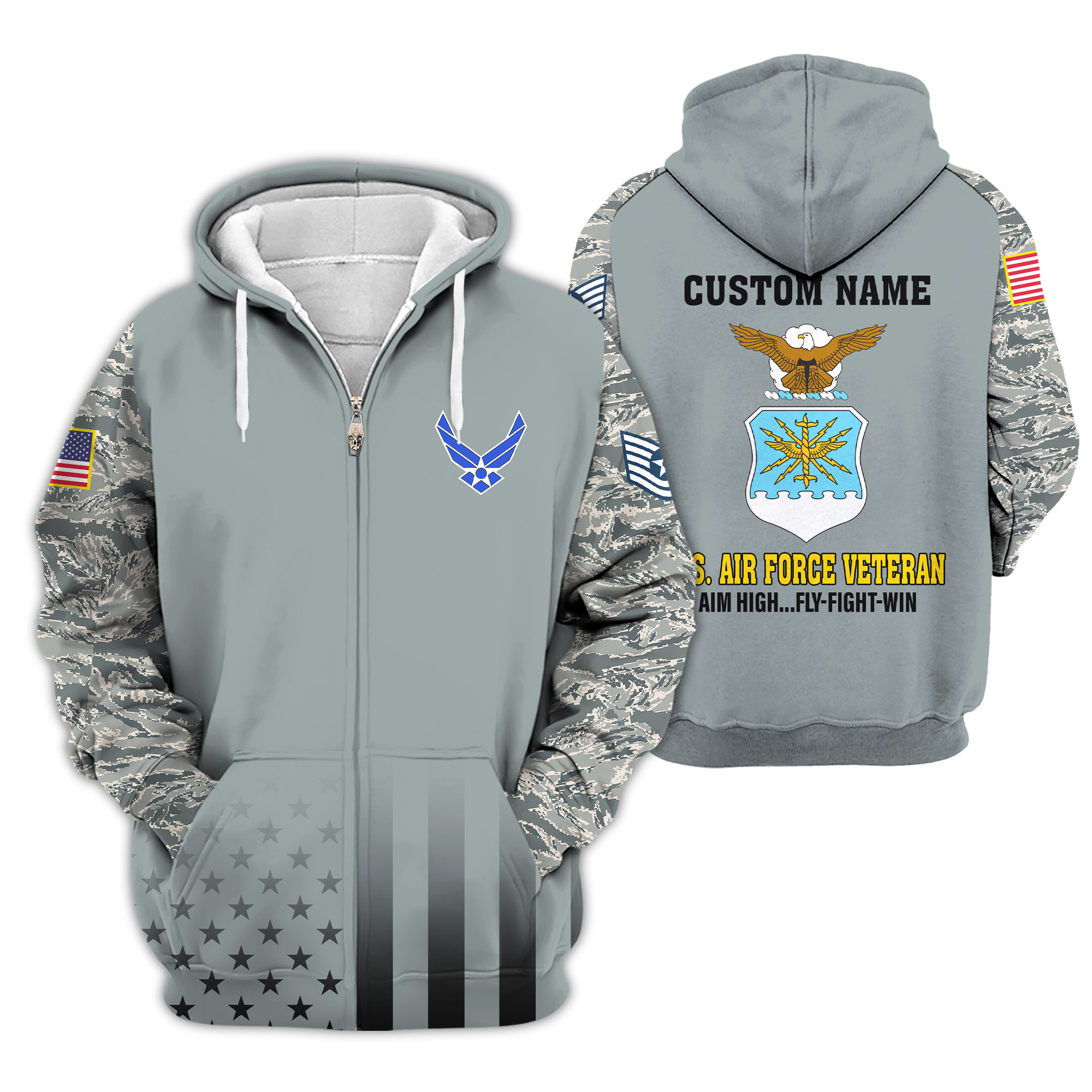Premium Custom USAF Zip Up Hoodie VPVC609264, Gifts For Air Force Veteran, Gifts For Veterans Day