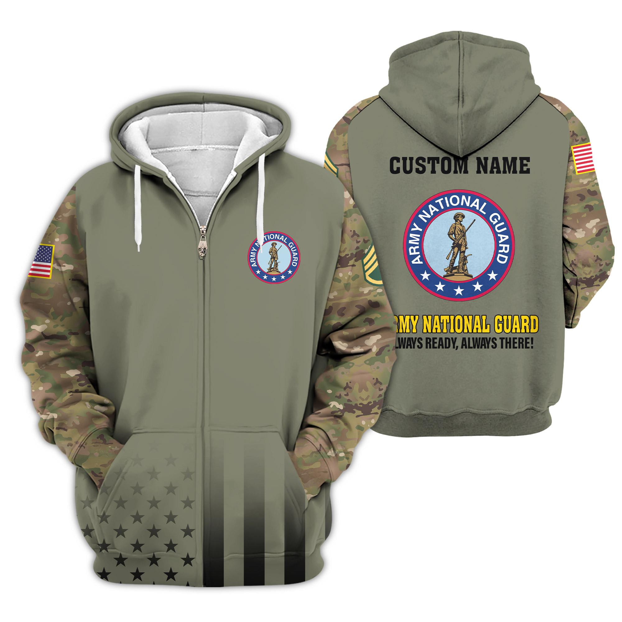 Premium Custom Army National Guard Zip Up Hoodie VPVC609268, Gifts For Army National Guard Veteran, Gifts For Veterans Day