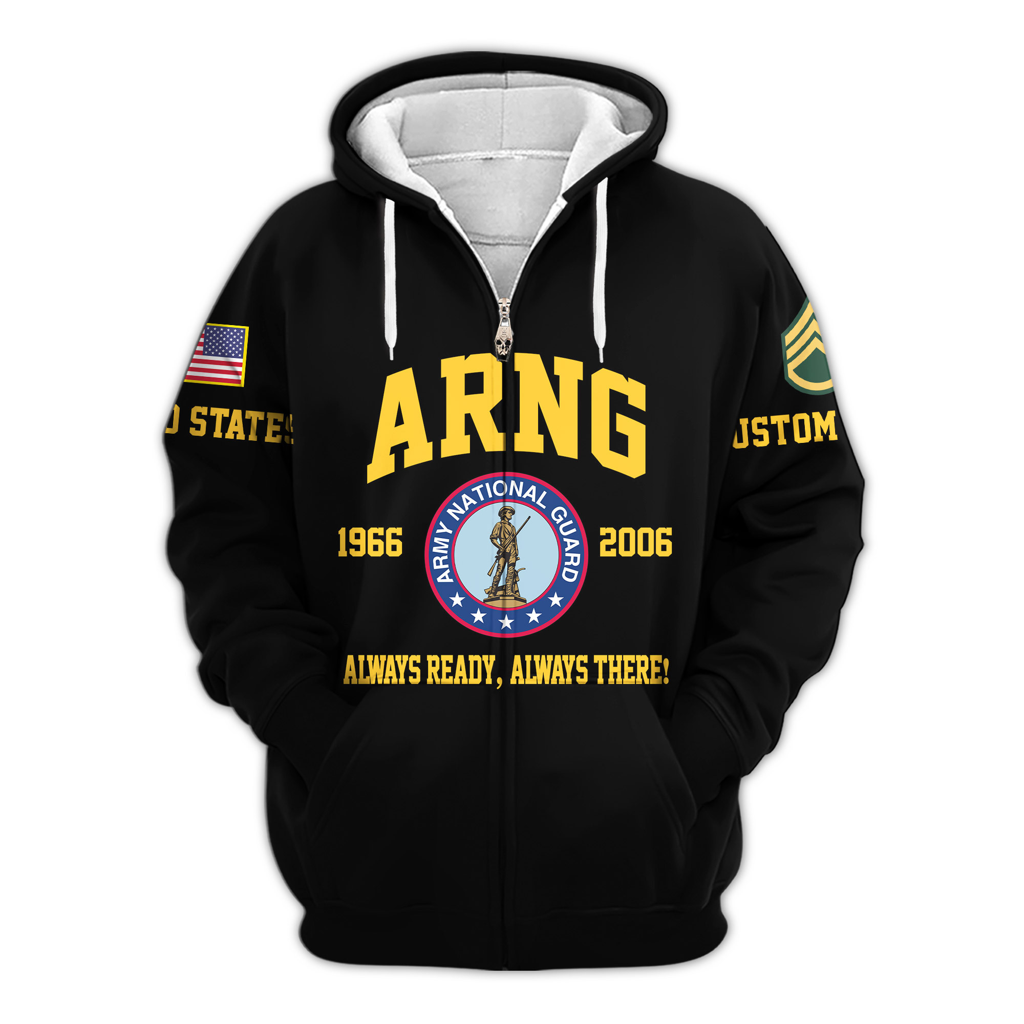 Premium Custom Army National Guard Zip Up Hoodie VPVC609278, Gifts For Army National Guard Veteran, Gifts For Veterans Day