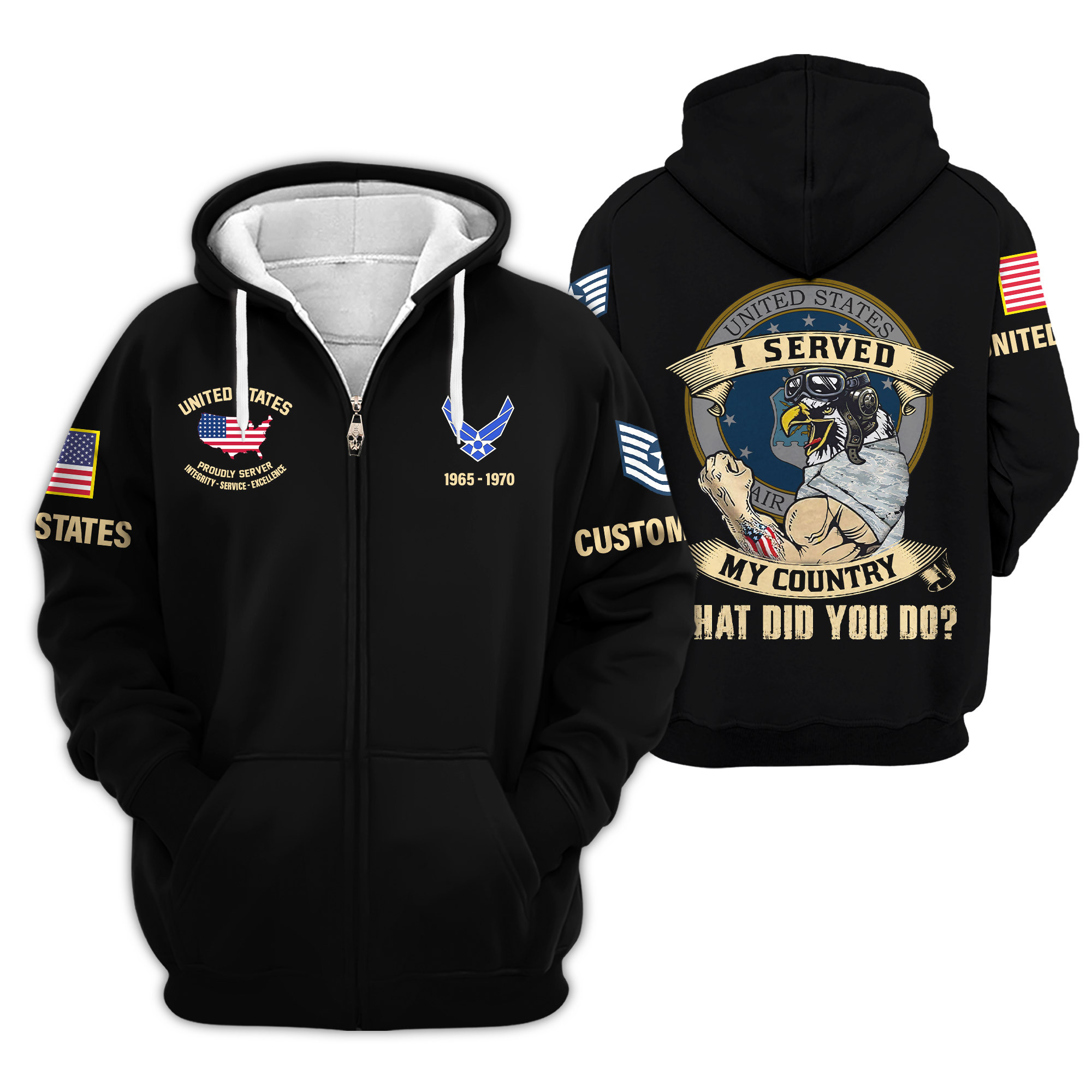 Premium Custom USAF Zip Up Hoodie VPVC609294, Gifts For Air Force Veteran, Gifts For Veterans Day
