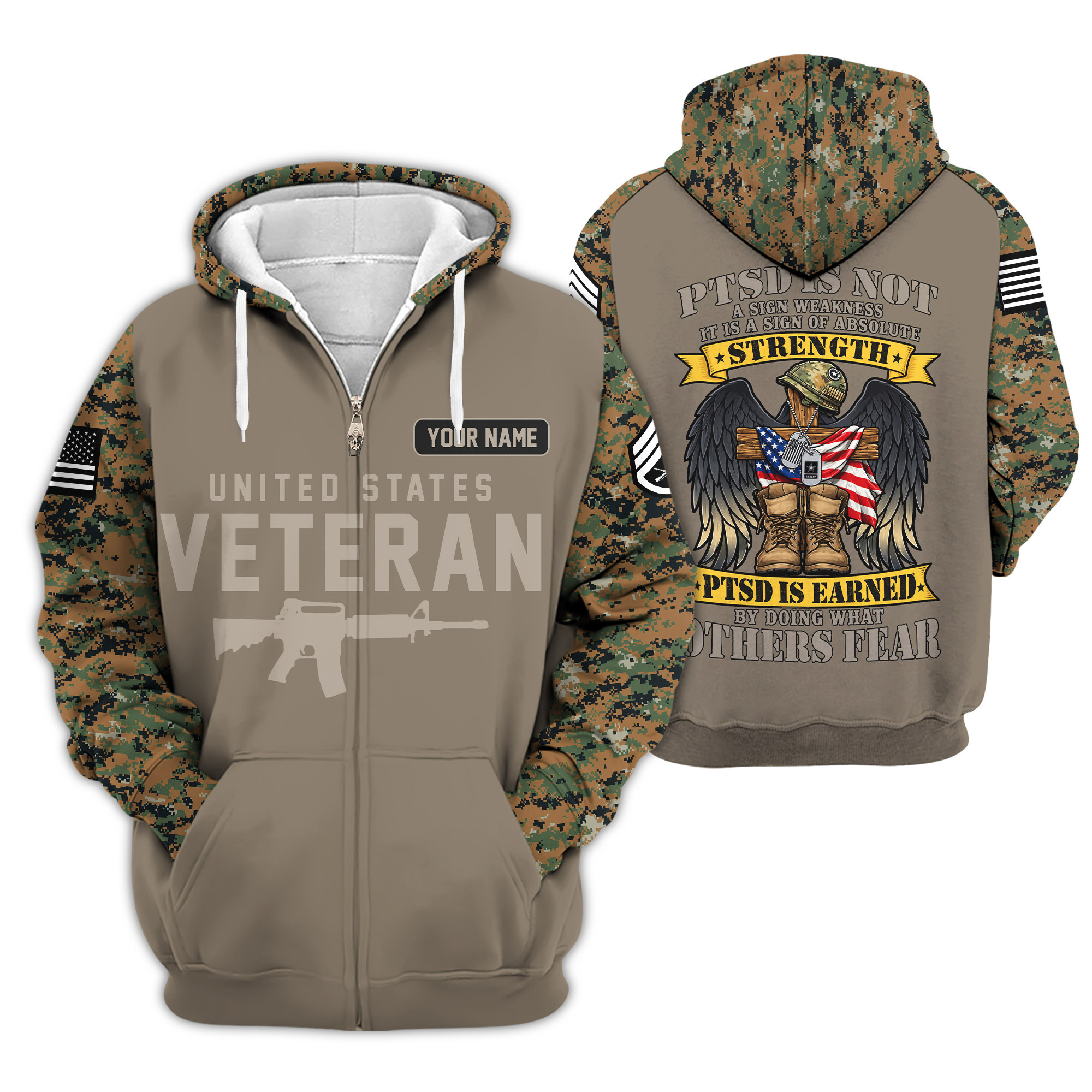Premium Custom USMC Zip Up Hoodie VPVC609313, Gifts For Marine Veteran, Gifts For Veterans Day